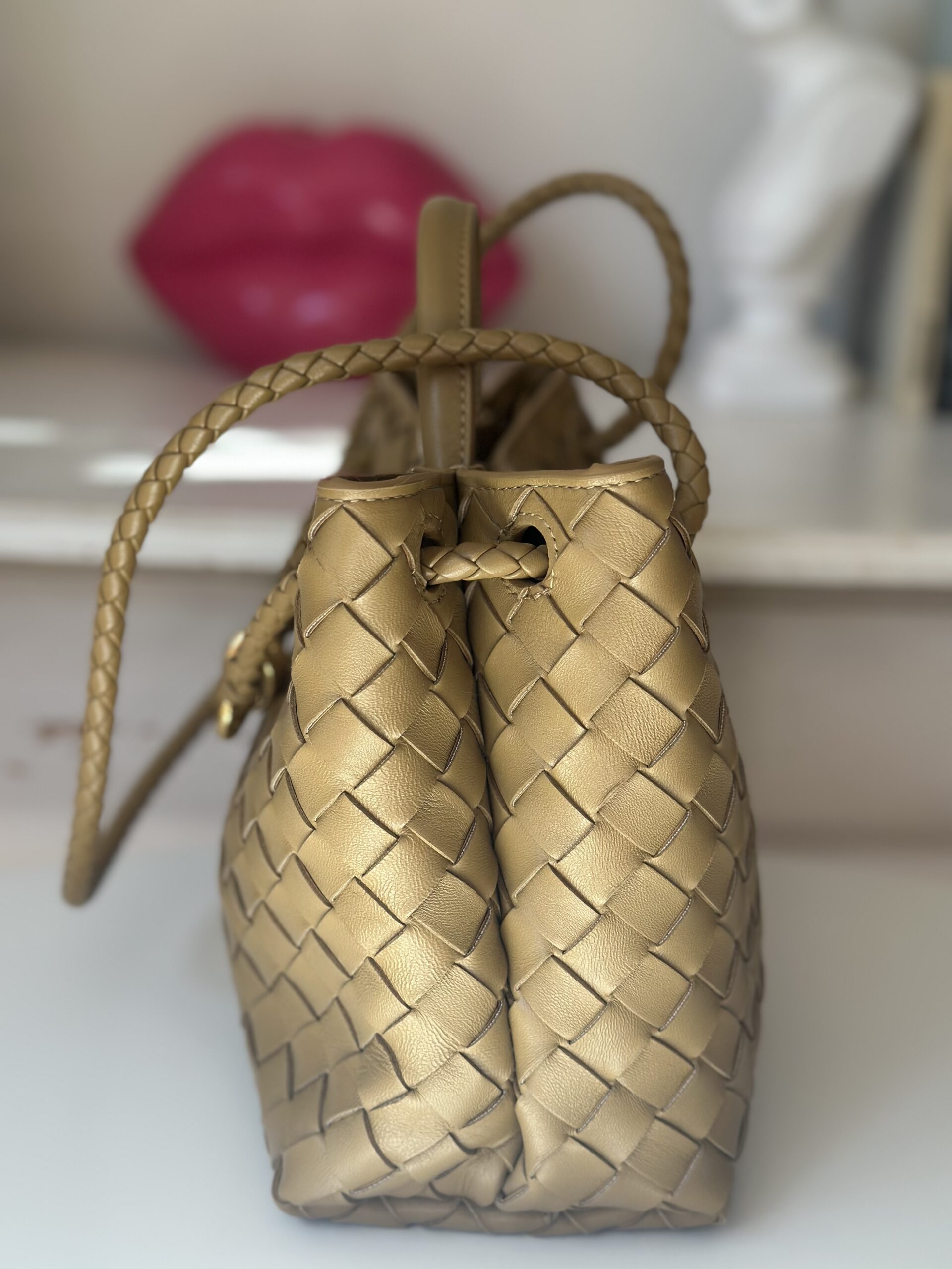 Bottega Venata Andiamo miodowa torebka - obrazek 4