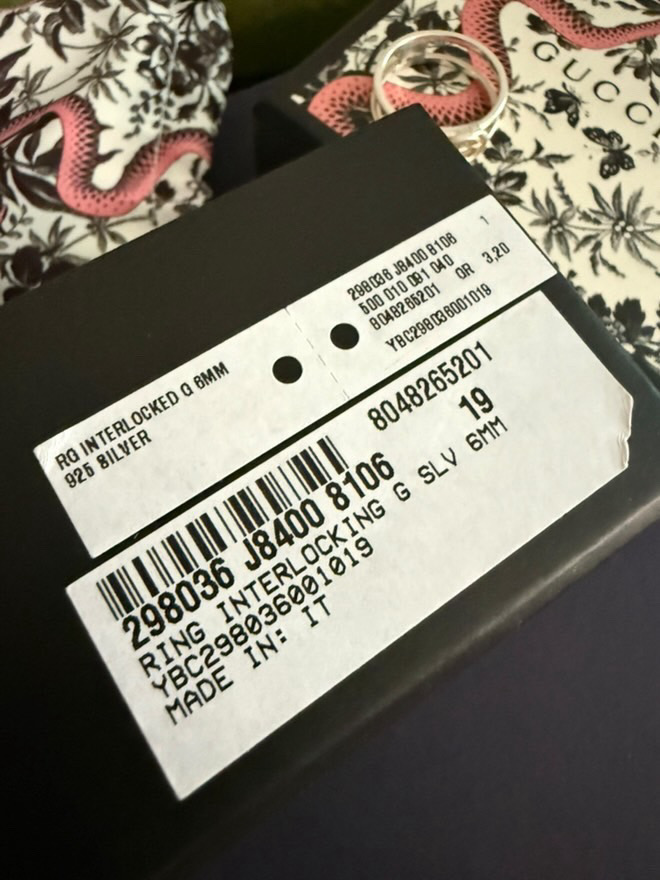 Gucci srebrny pierścionek logo GG rozmiar 19 - obrazek 7