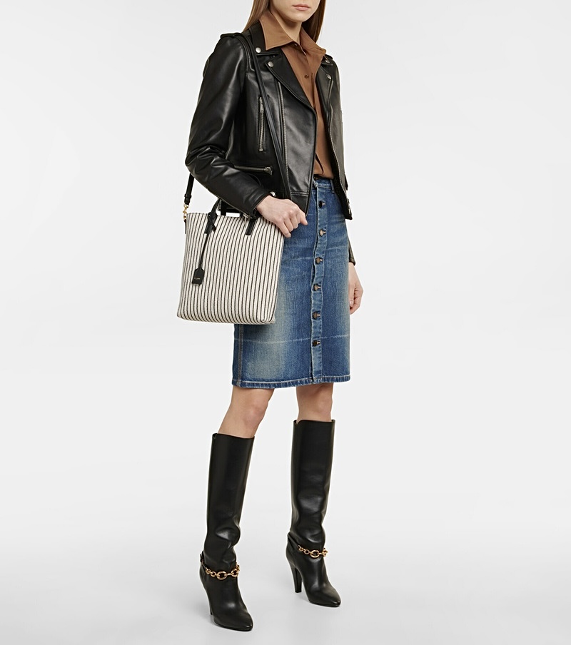 SAINT LAURENT Shopping Toy Striped Canvas Tote - torebka - obrazek 11