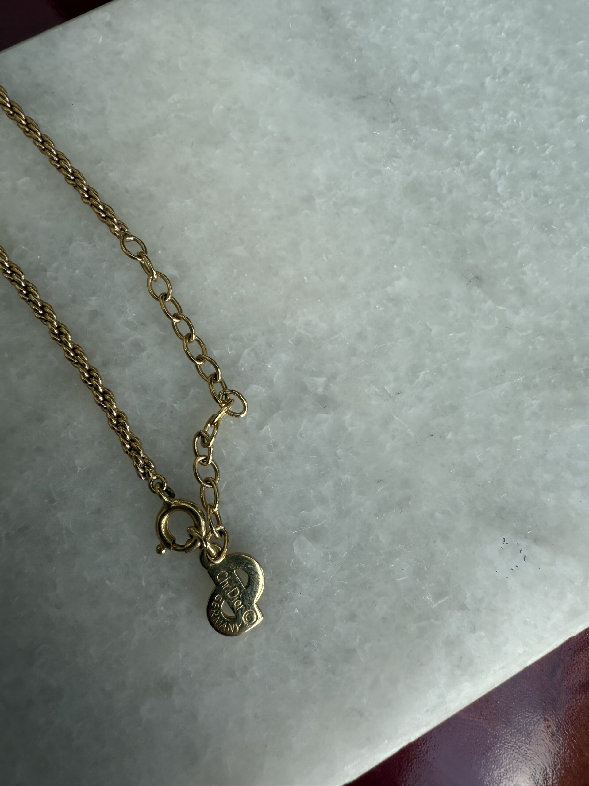 Dior pozłacany zestaw biżuterii vintage naszyjnik i klipsy - obrazek 5