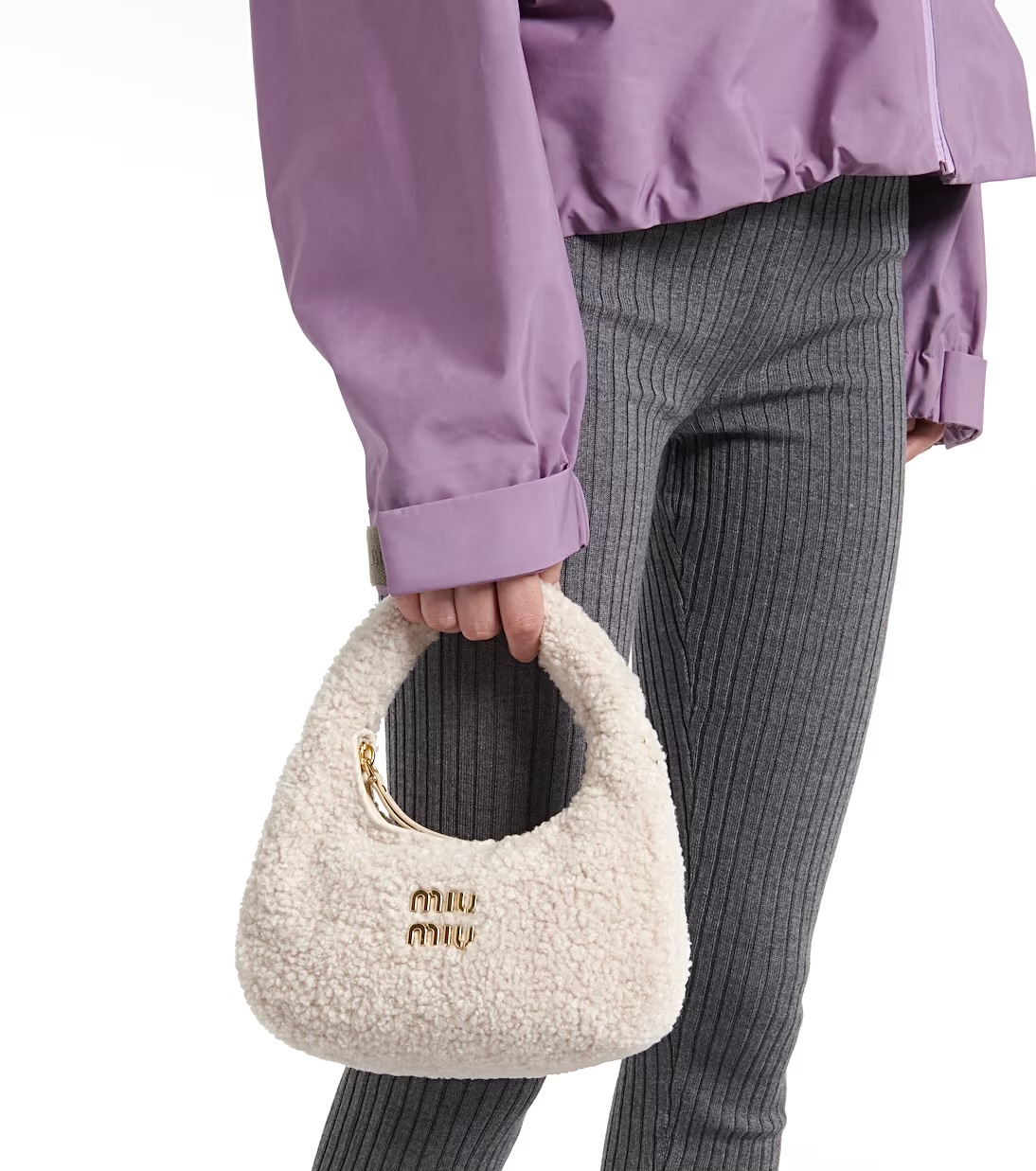 MIU MIU Wander Shearling Shoulder bag – torebka - obrazek 17