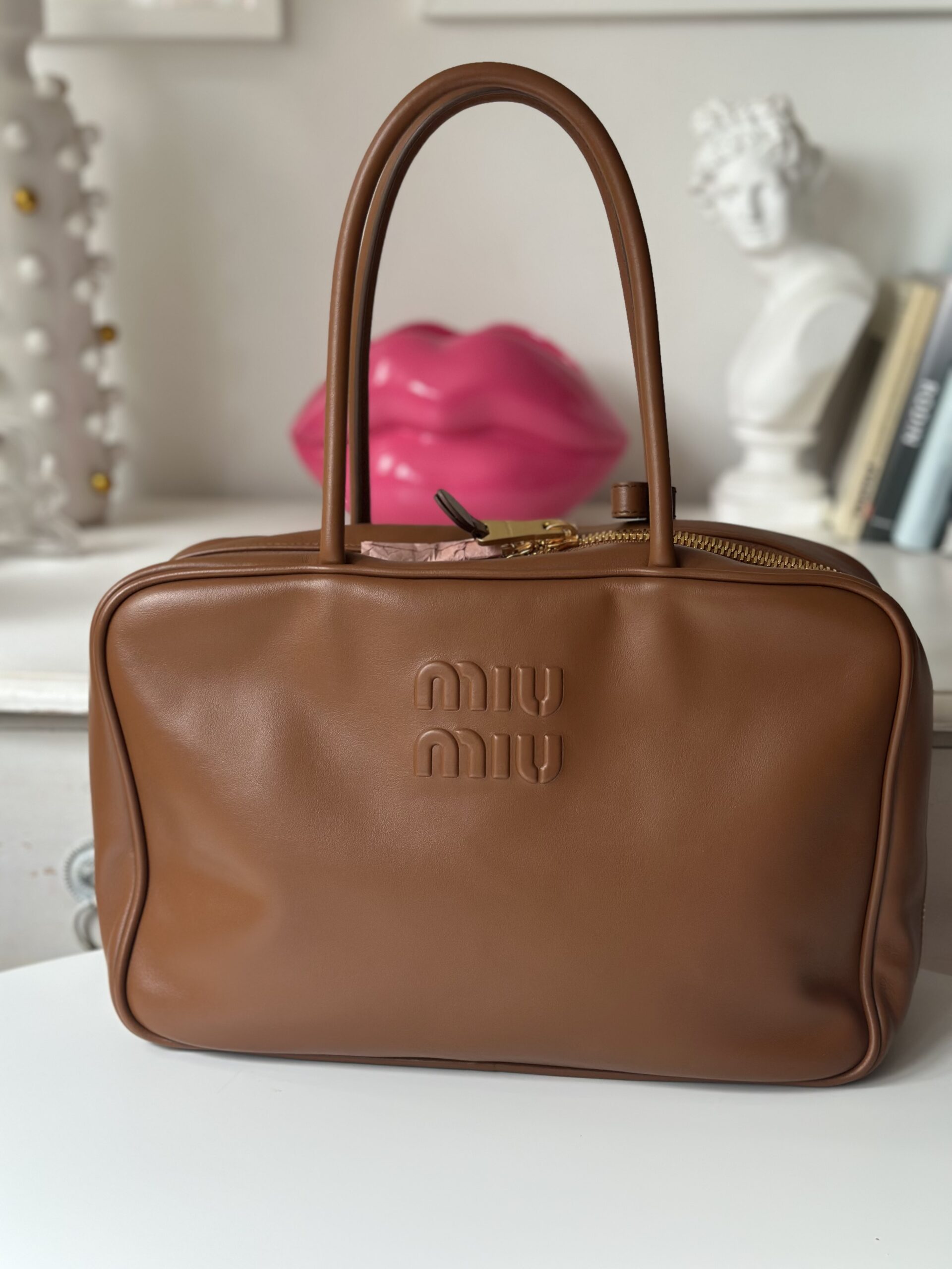 Miu Miu Beau bag skórzana torebka camel