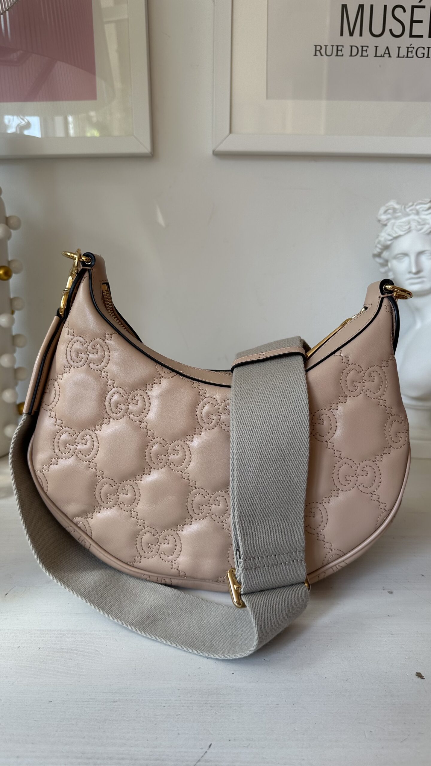 Gucci small Matelasse Shoulder Bag pudrowy róż torebka - obrazek 7