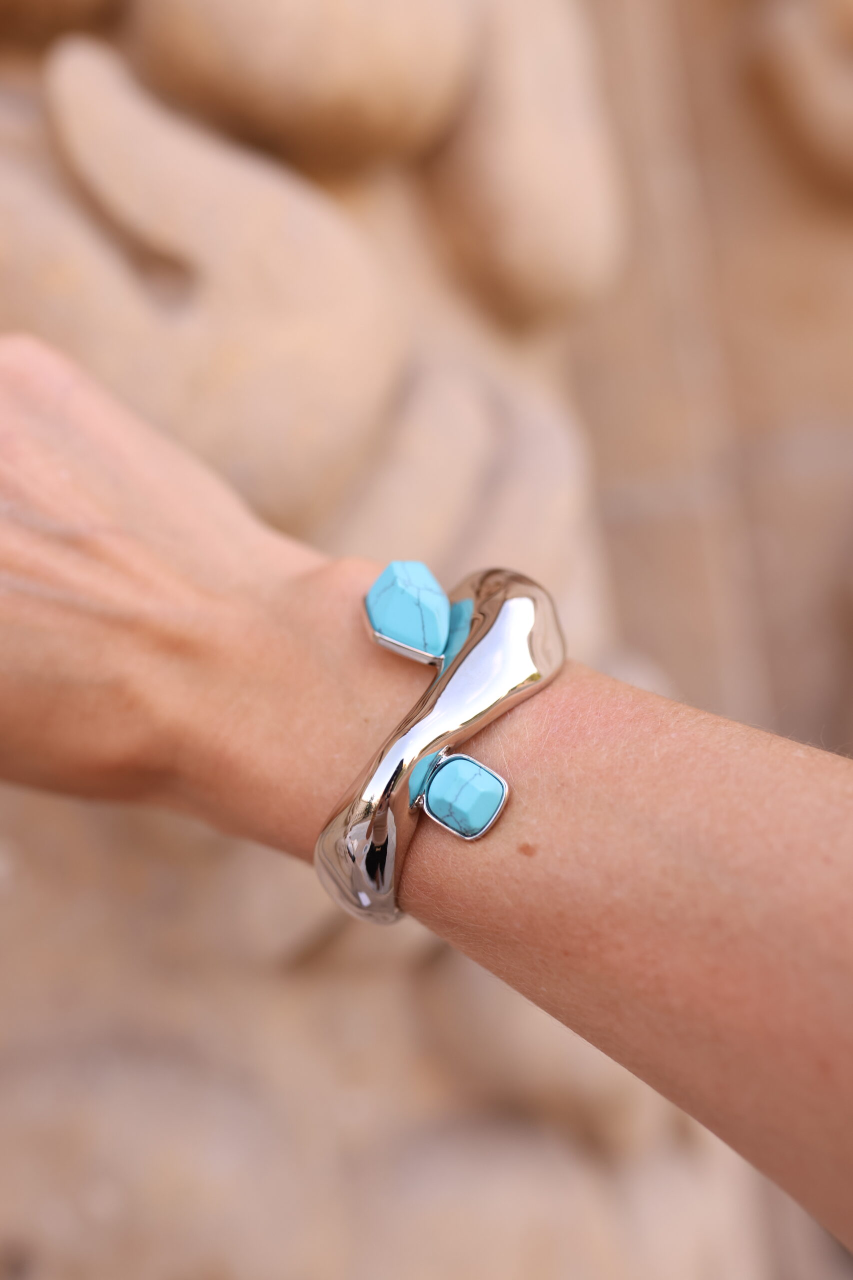 Chloe duża srebrna bransoleta w stylu boho - obrazek 2