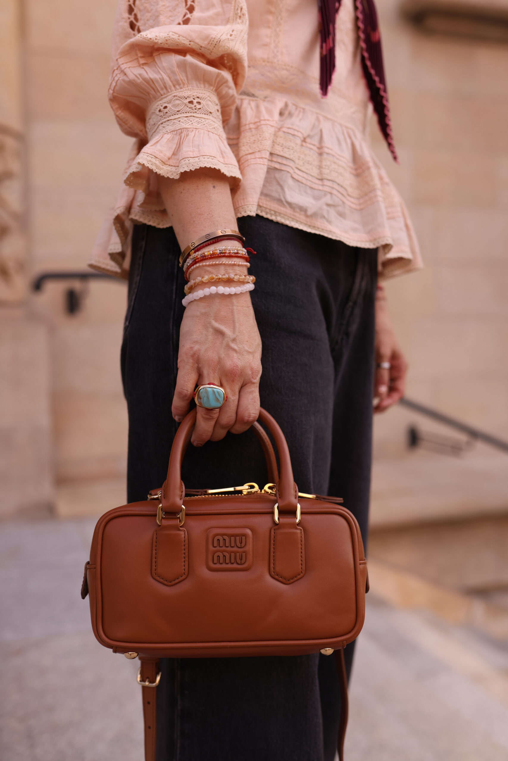 Miu Miu Arcadie camel kuferek torebka