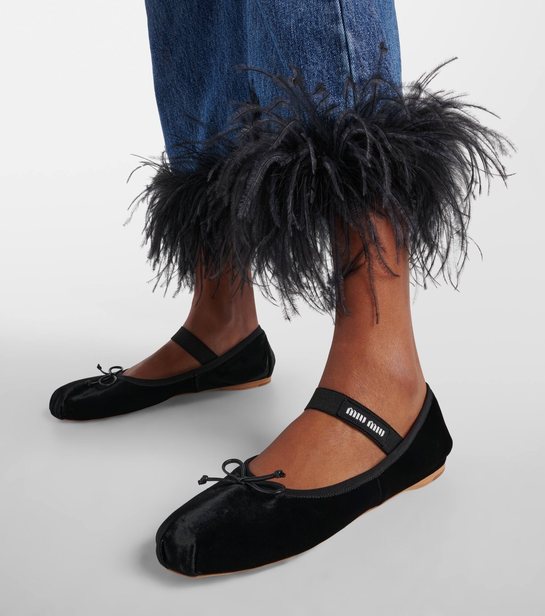 MIU MIU Velvet Ballet Flats - aksamitne baleriny