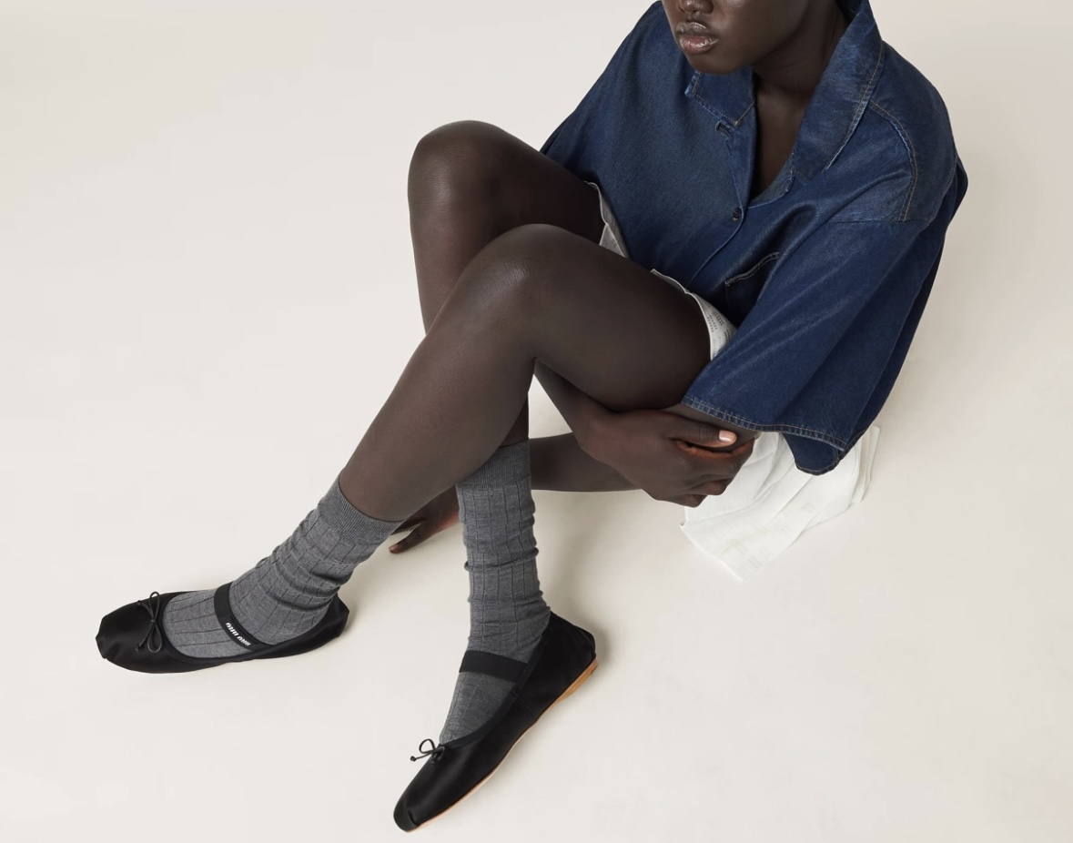 MIU MIU Velvet Ballet Flats - aksamitne baleriny - obrazek 14