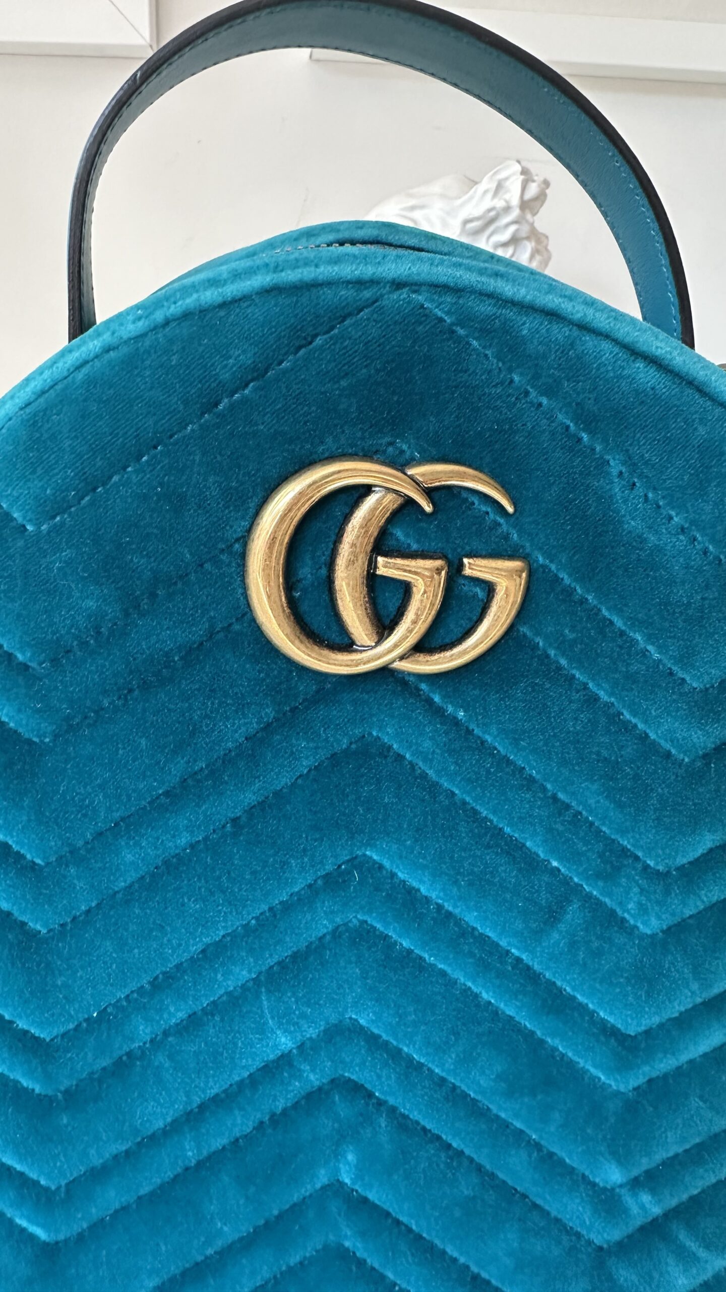 Gucci marmont velvet plecak welurowy turkus - obrazek 3