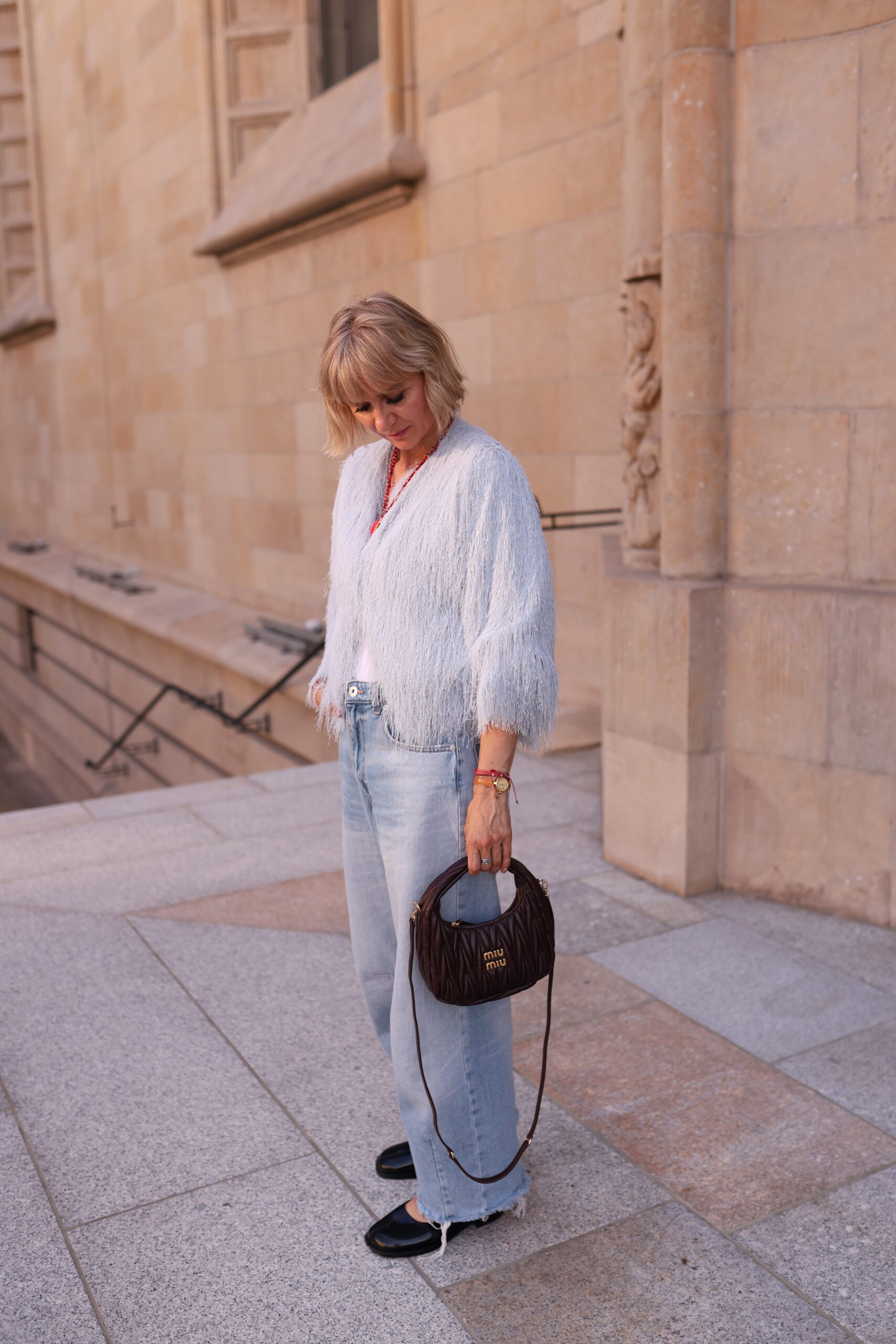 Miu Miu Wander matelassé suede bag burgundowa torebka - obrazek 6