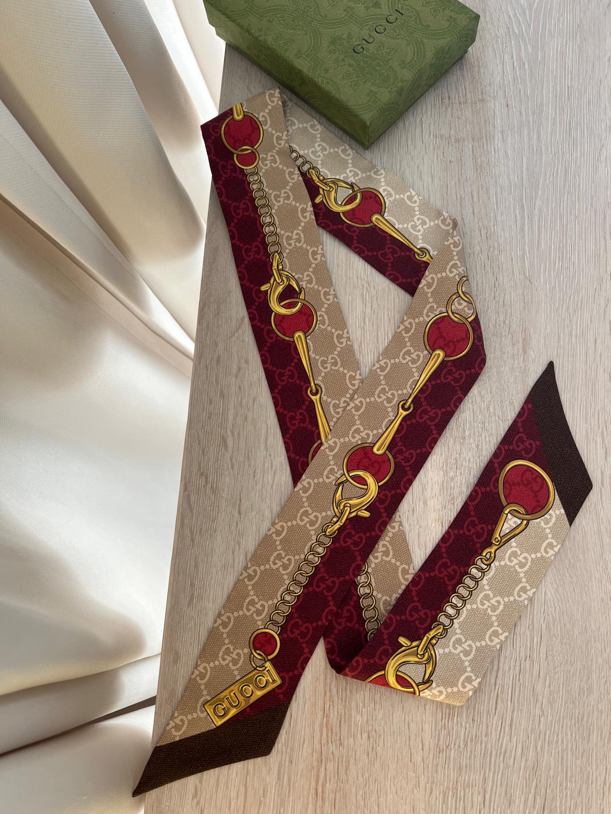 Gucci twilly jedwabny szal apaszka - obrazek 2