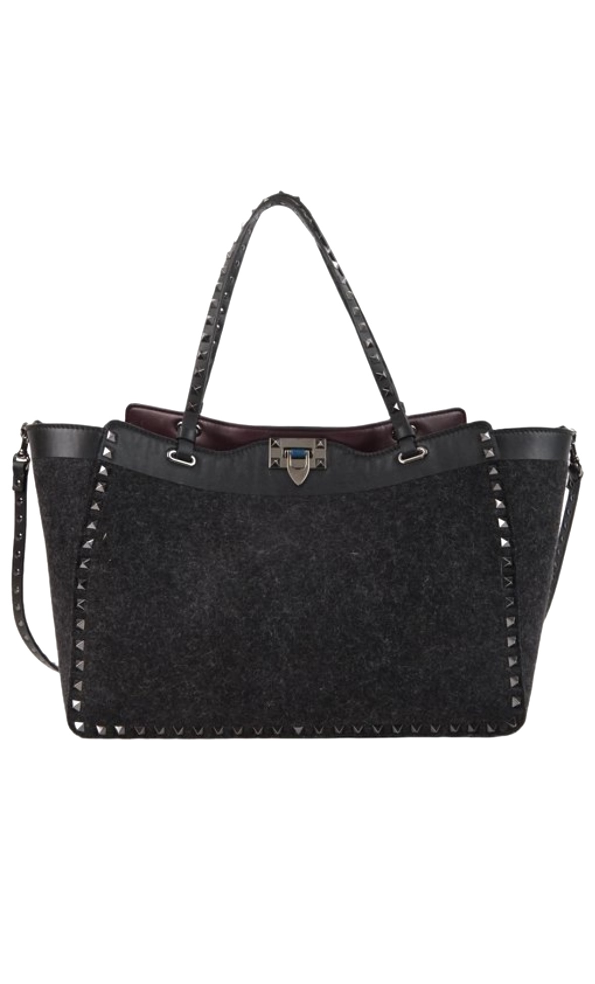 VALENTINO GARAVANI Rockstud Medium Wool Tote Bag - torebka - obrazek 2