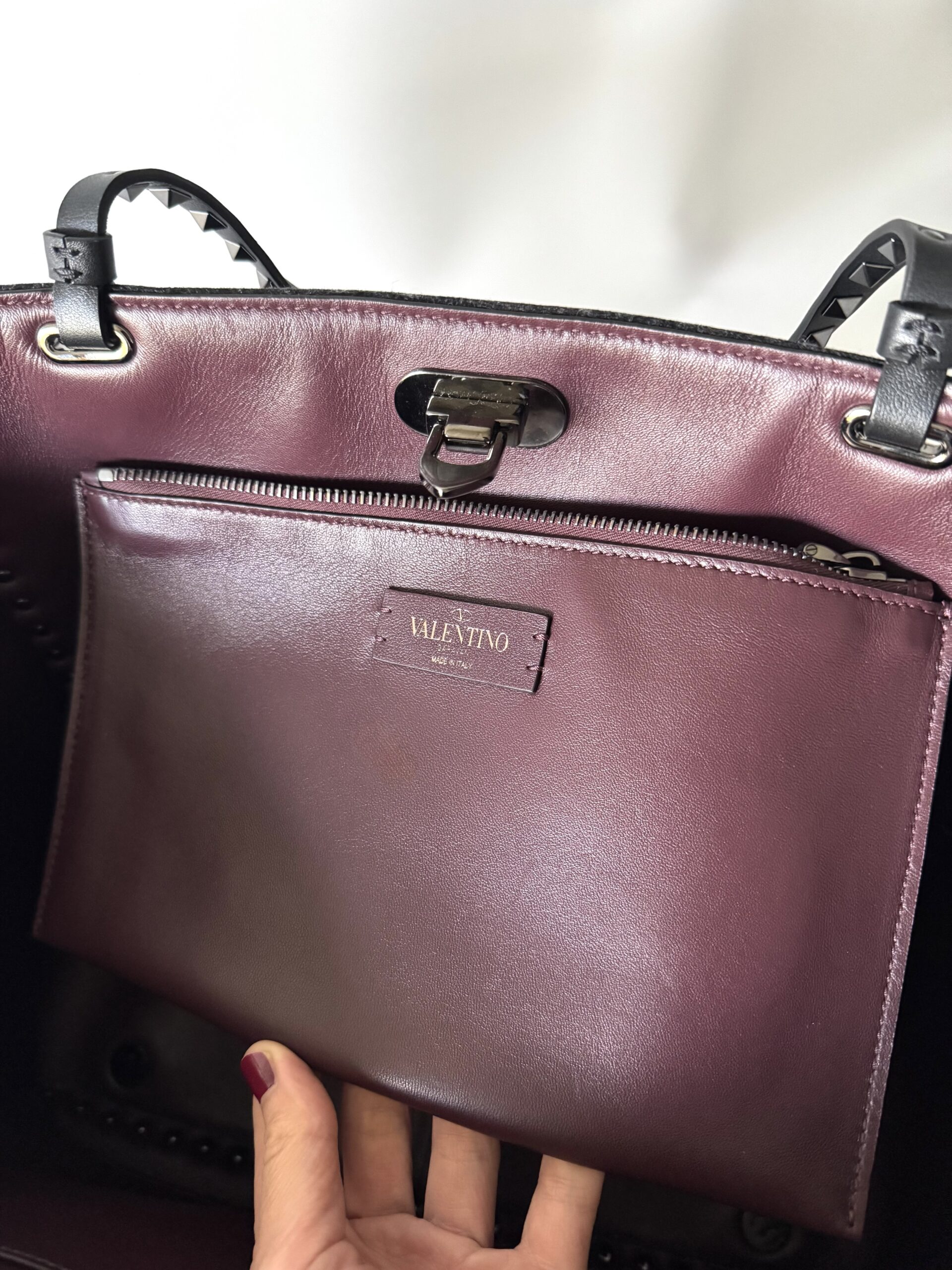 VALENTINO GARAVANI Rockstud Medium Wool Tote Bag - torebka - obrazek 10