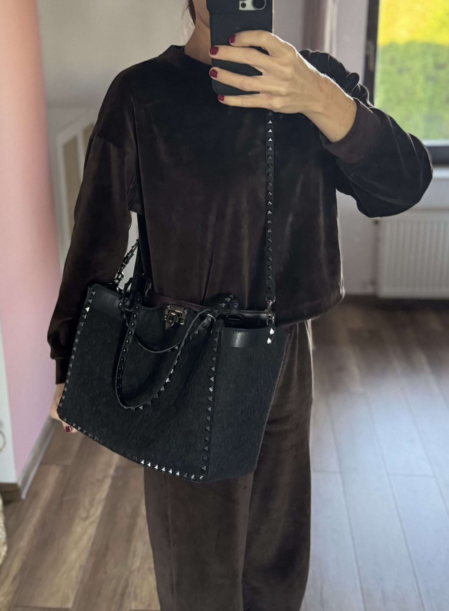 VALENTINO GARAVANI Rockstud Medium Wool Tote Bag - torebka - obrazek 18