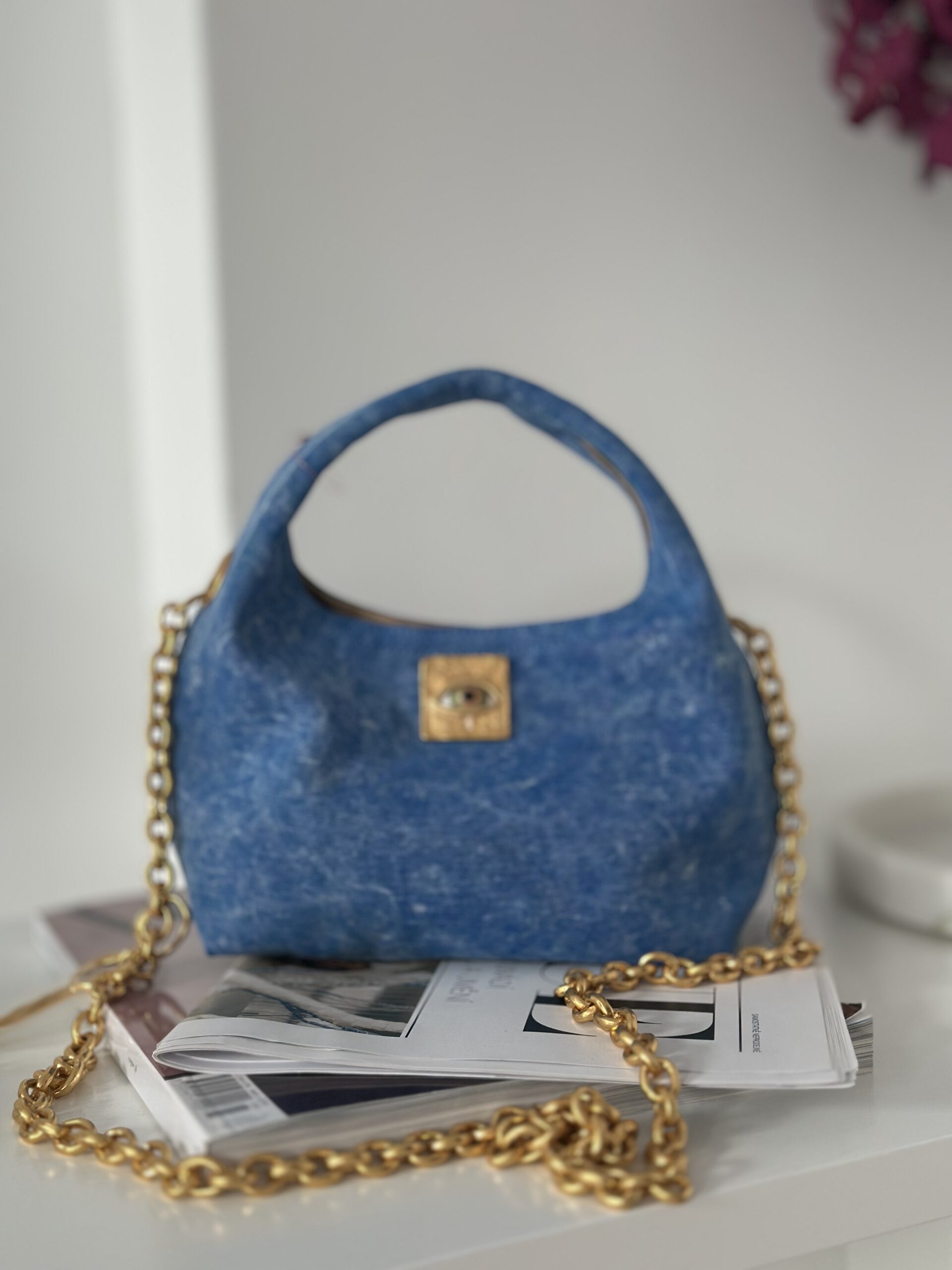 Schiaparelli kolekcjonerska unikatowa torebka jeans - obrazek 8