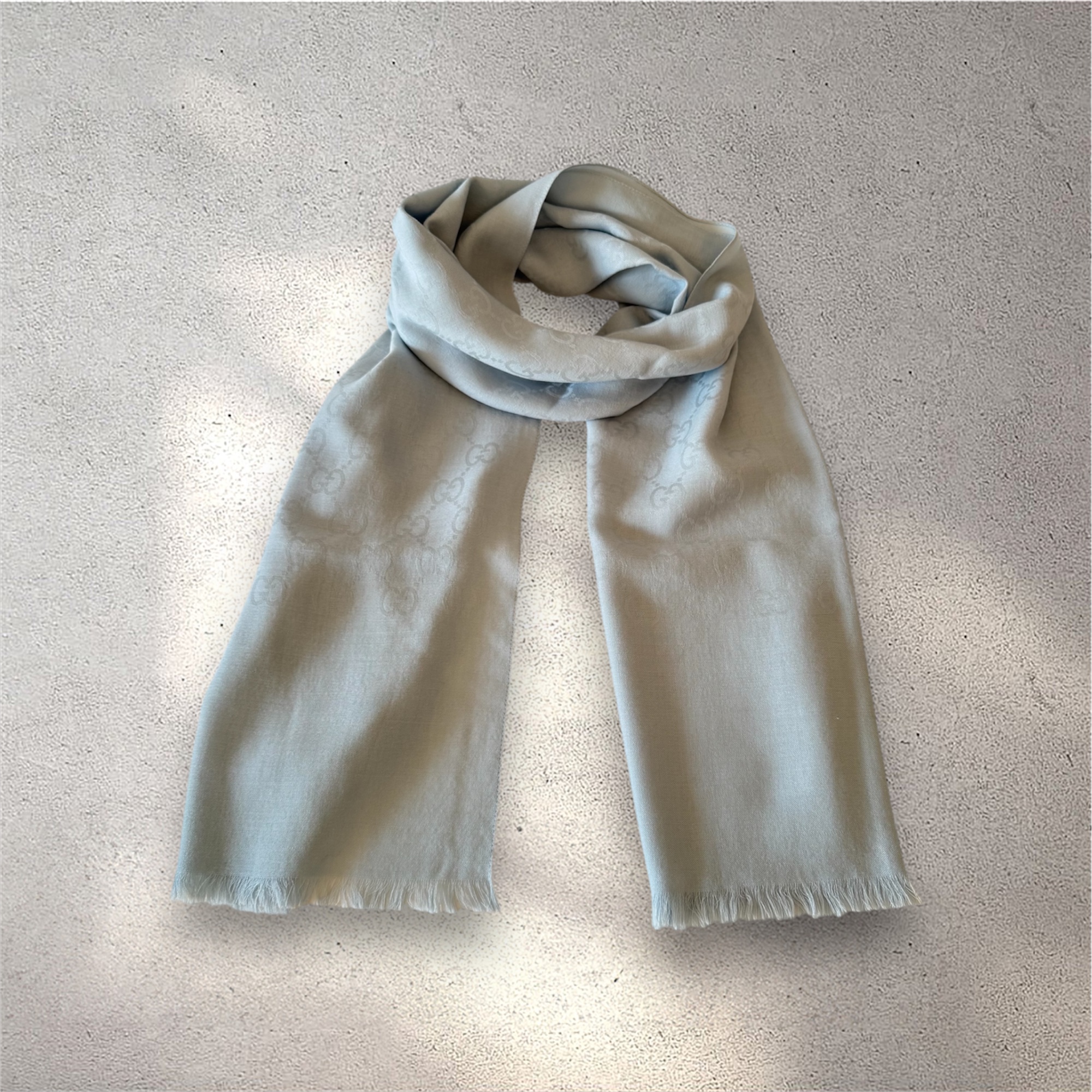 GUCCI GG Monogram Wool and Silk Scarf with fringes - unisex szal