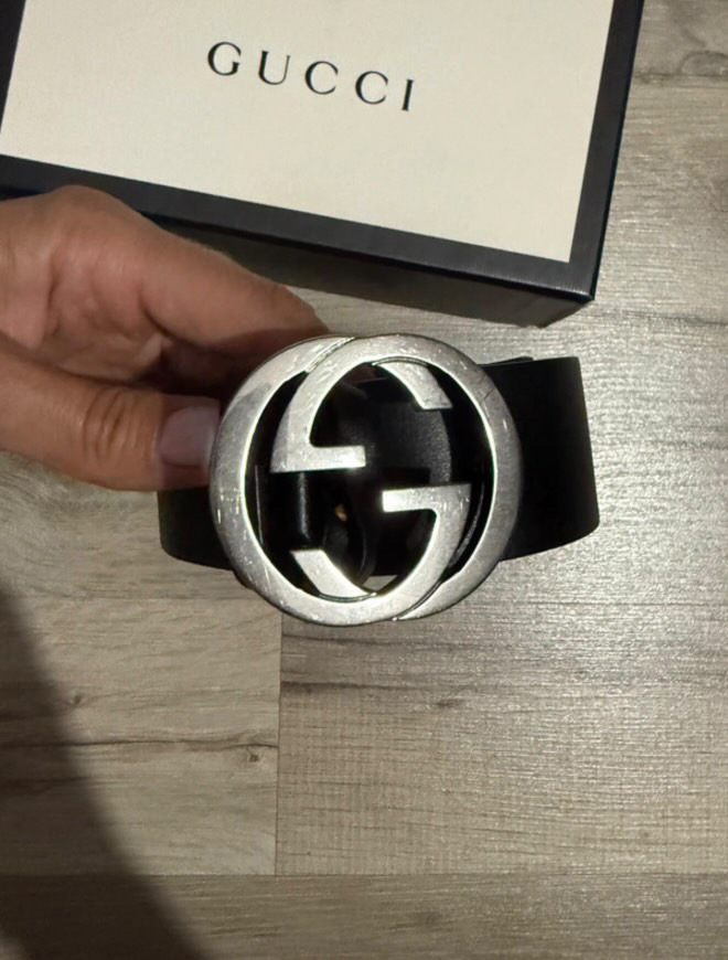 Gucci czarny klasyczny pasek GG - obrazek 3