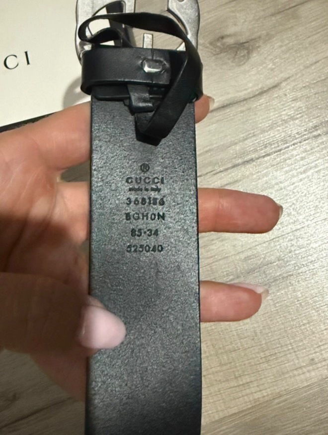 Gucci czarny klasyczny pasek GG - obrazek 2