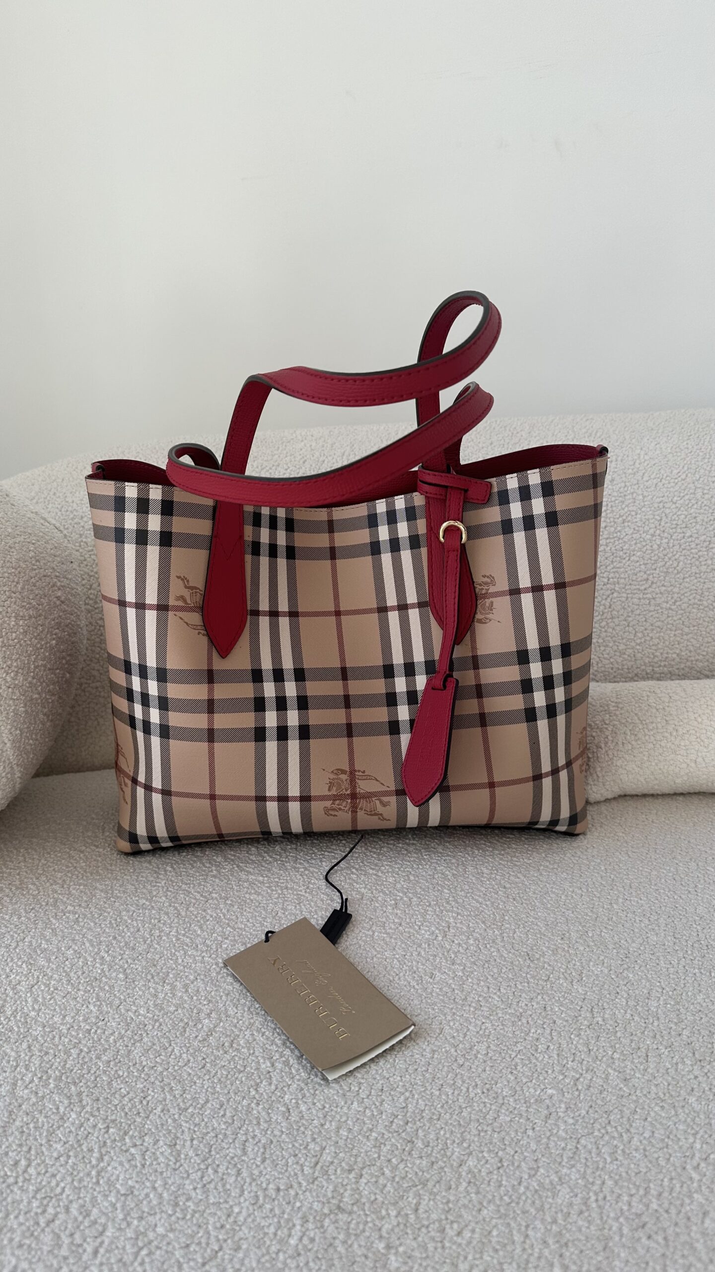 Burberry dwustronna shopperka czerwona i beżowa