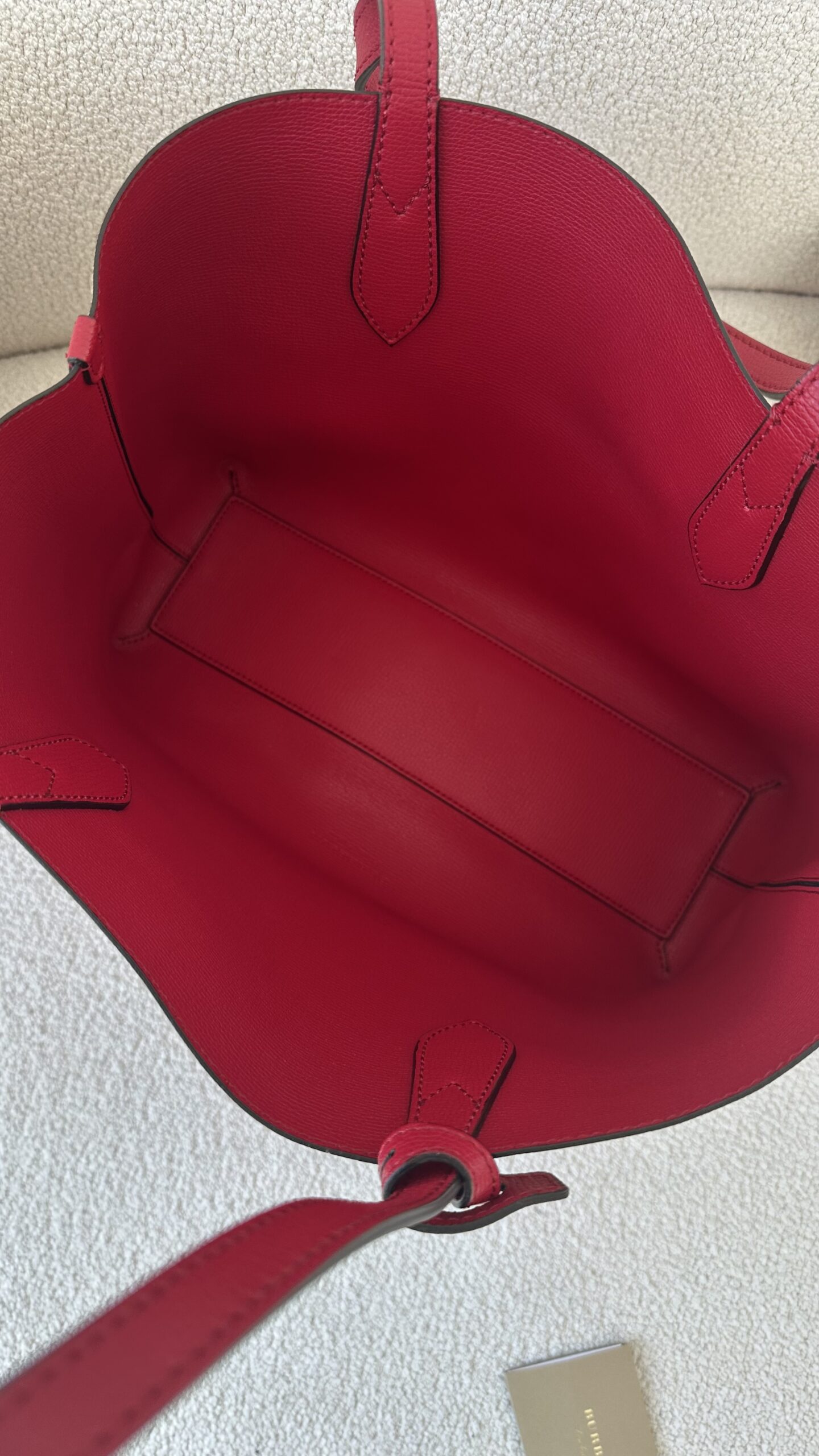 Burberry dwustronna shopperka czerwona i beżowa - obrazek 5