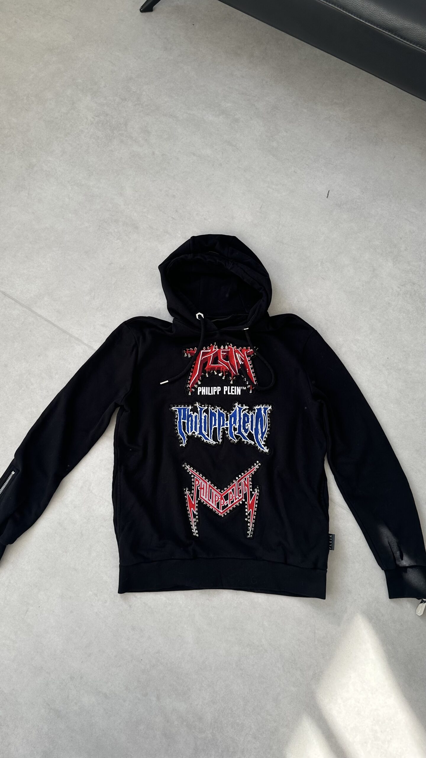 Philipp Plein czarna bluza z kapturem unisex M/L - obrazek 3