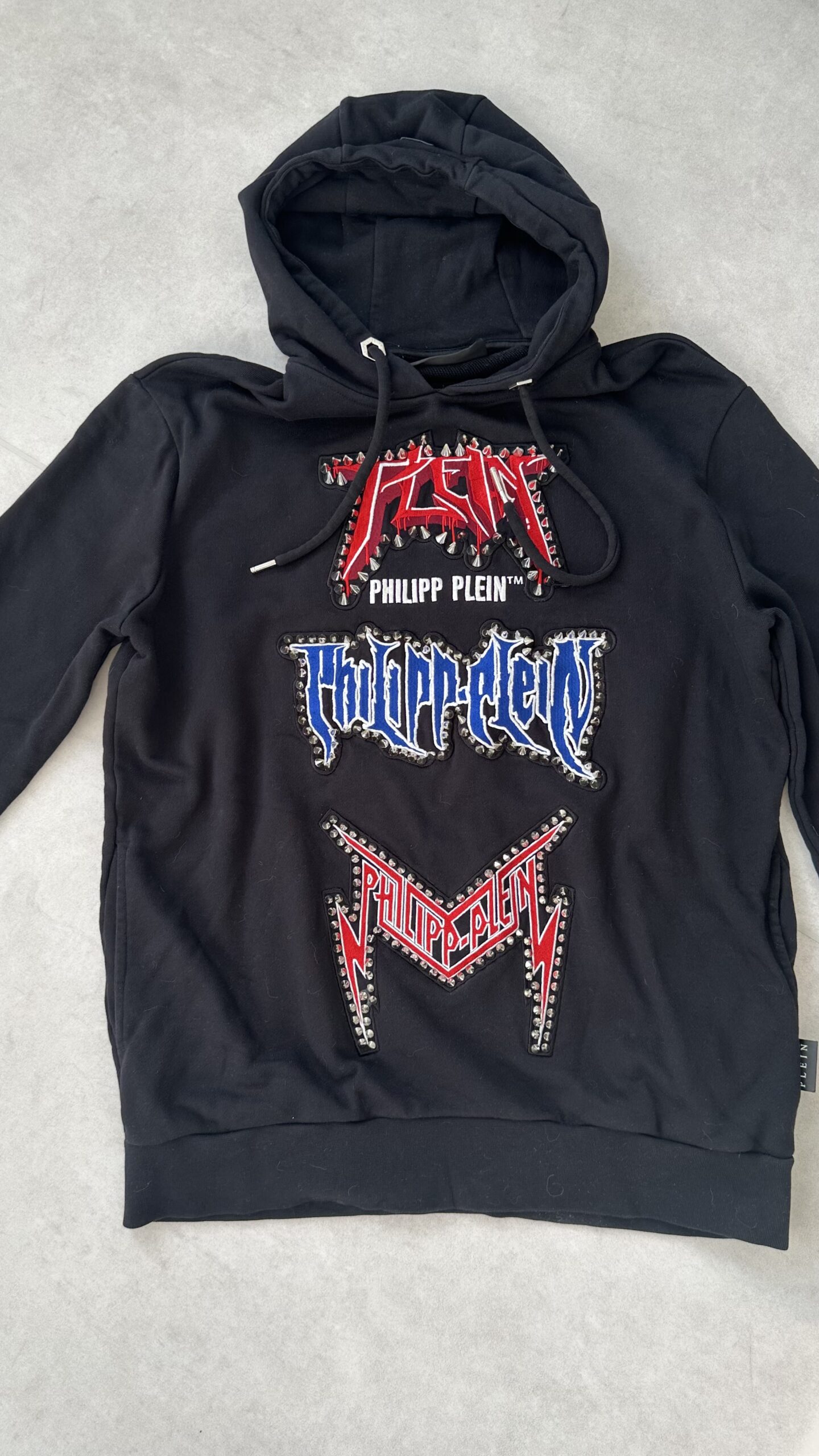 Philipp Plein czarna bluza z kapturem unisex M/L - obrazek 4