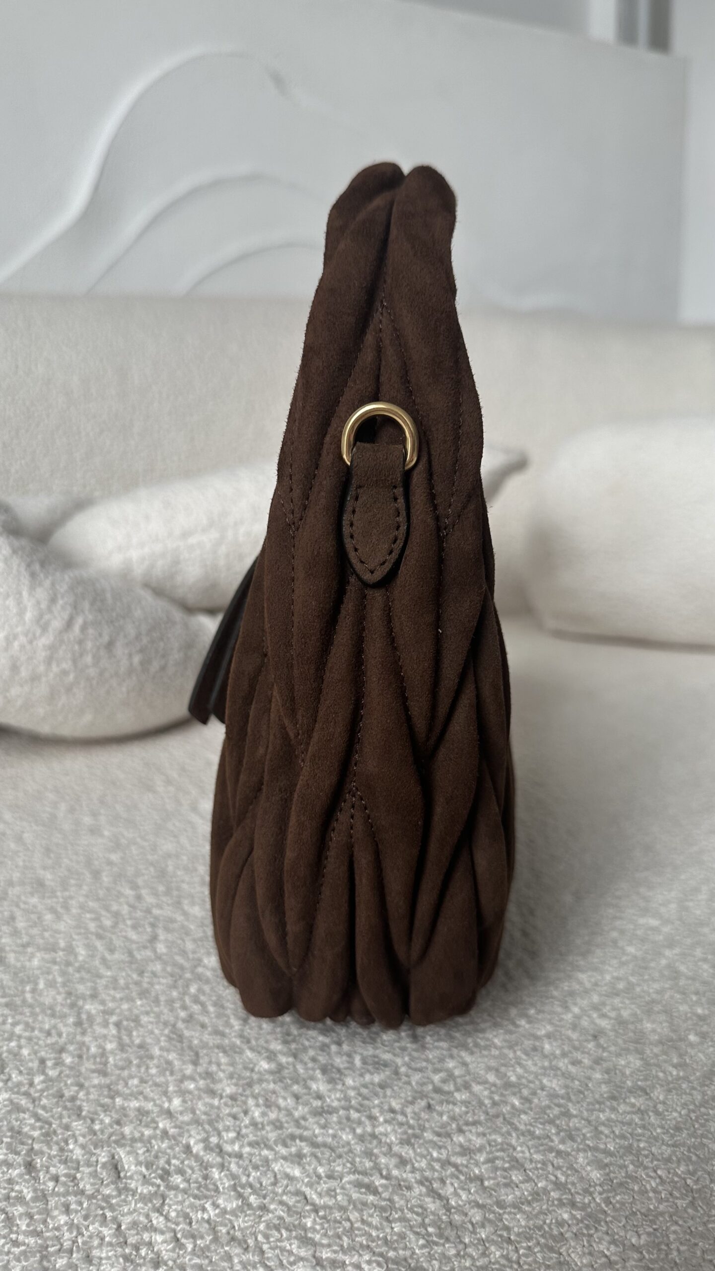 Miu Miu Wander matelassé suede bag zamszowa torebka - obrazek 4