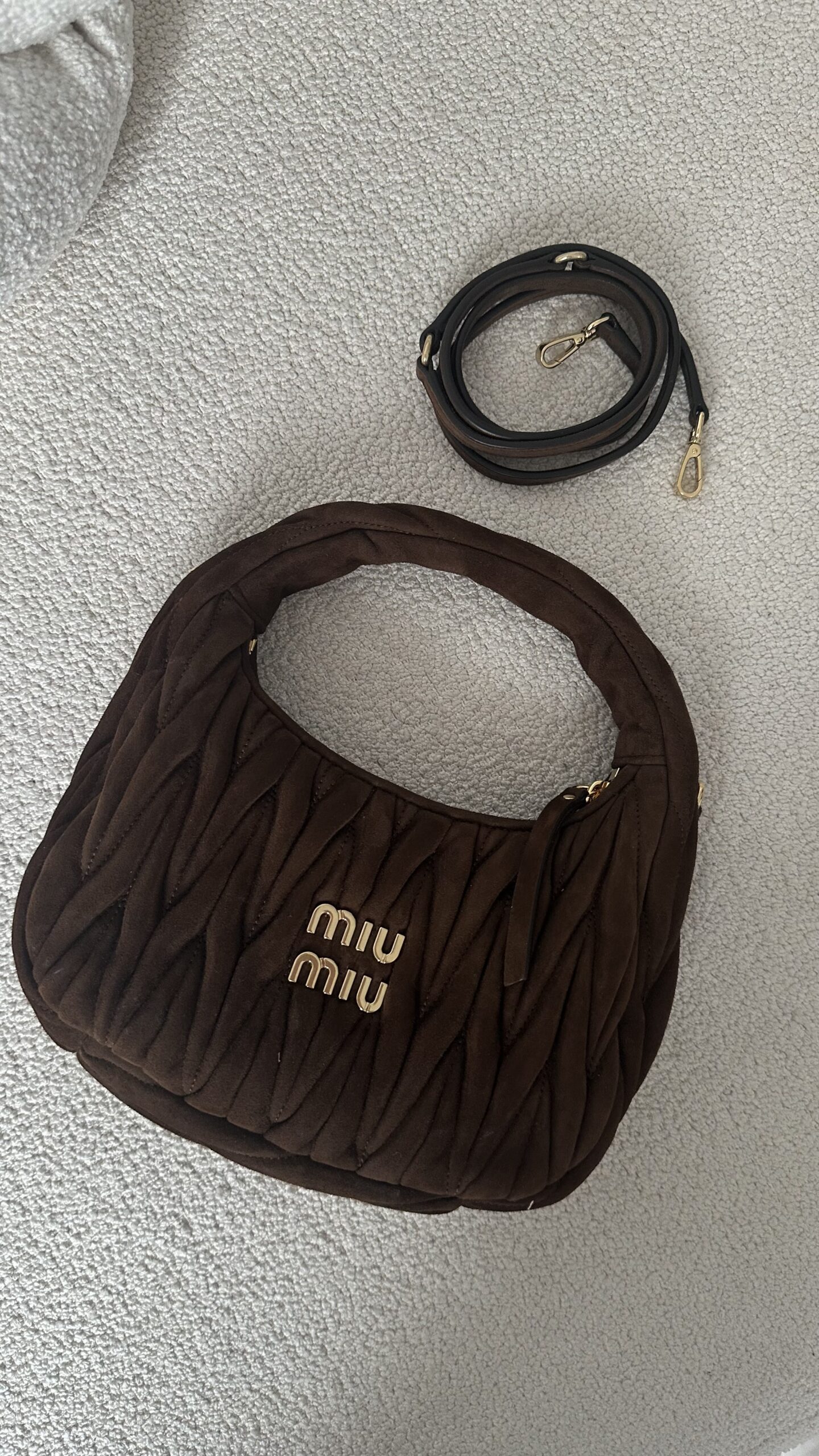 Miu Miu Wander matelassé suede bag zamszowa torebka - obrazek 6
