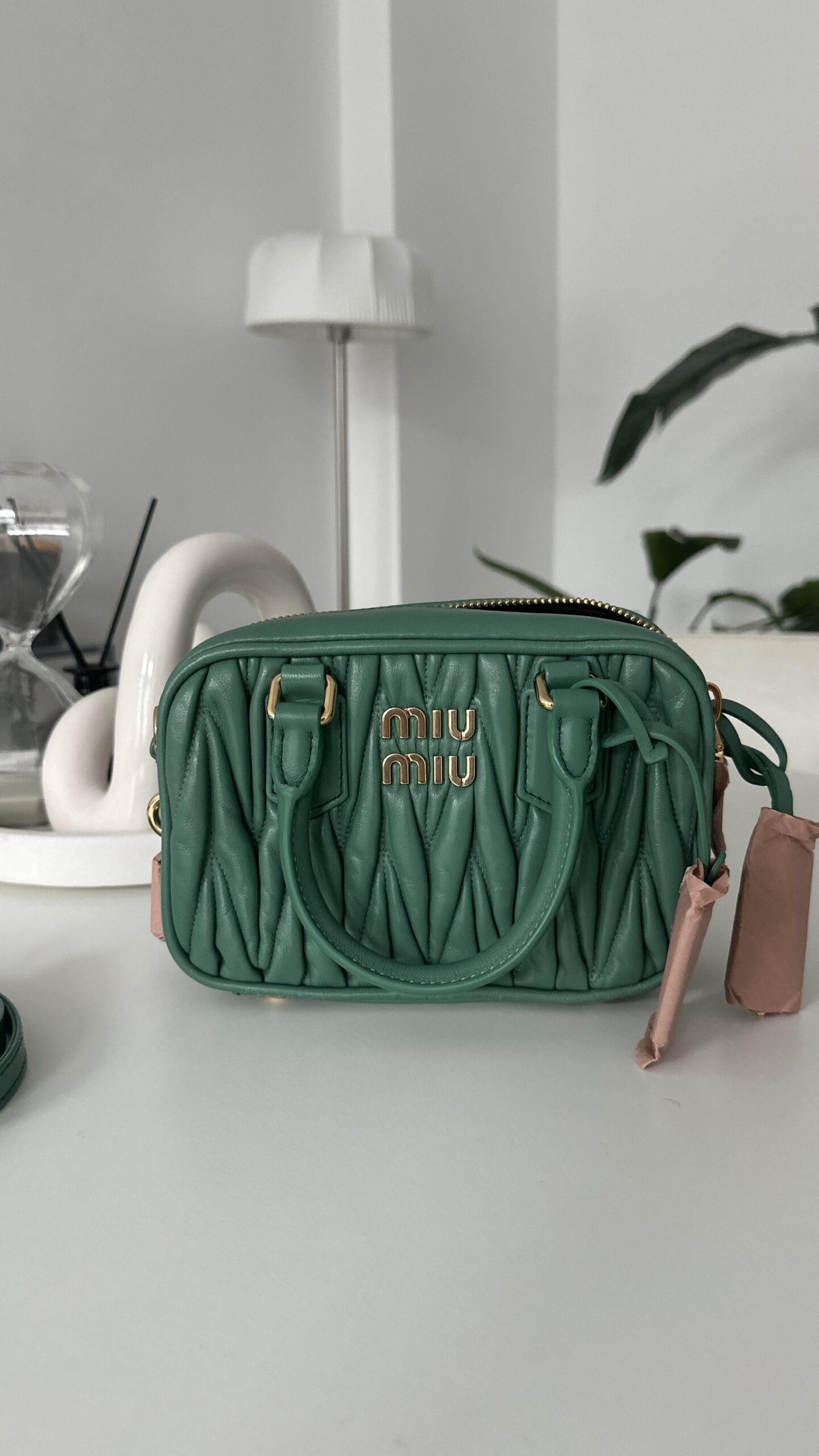 Miu Miu Arcadie matelasse nappa zielona - obrazek 2