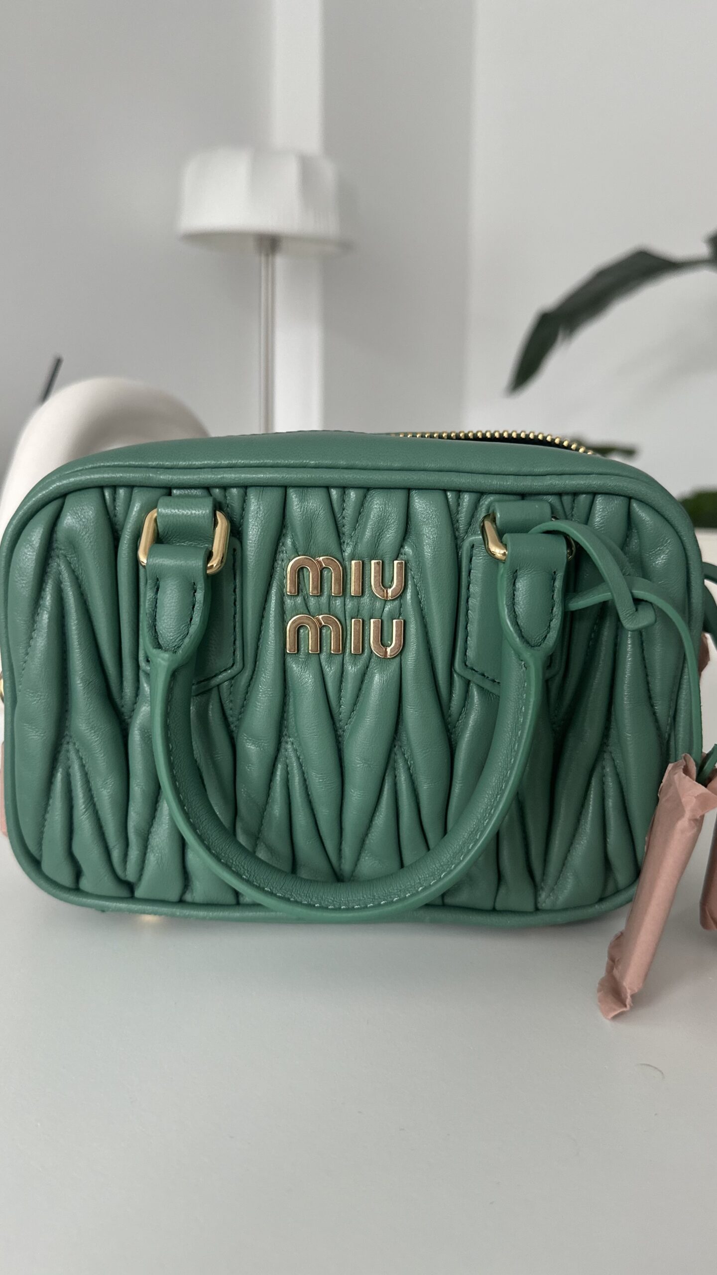 Miu Miu Arcadie matelasse nappa zielona - obrazek 3