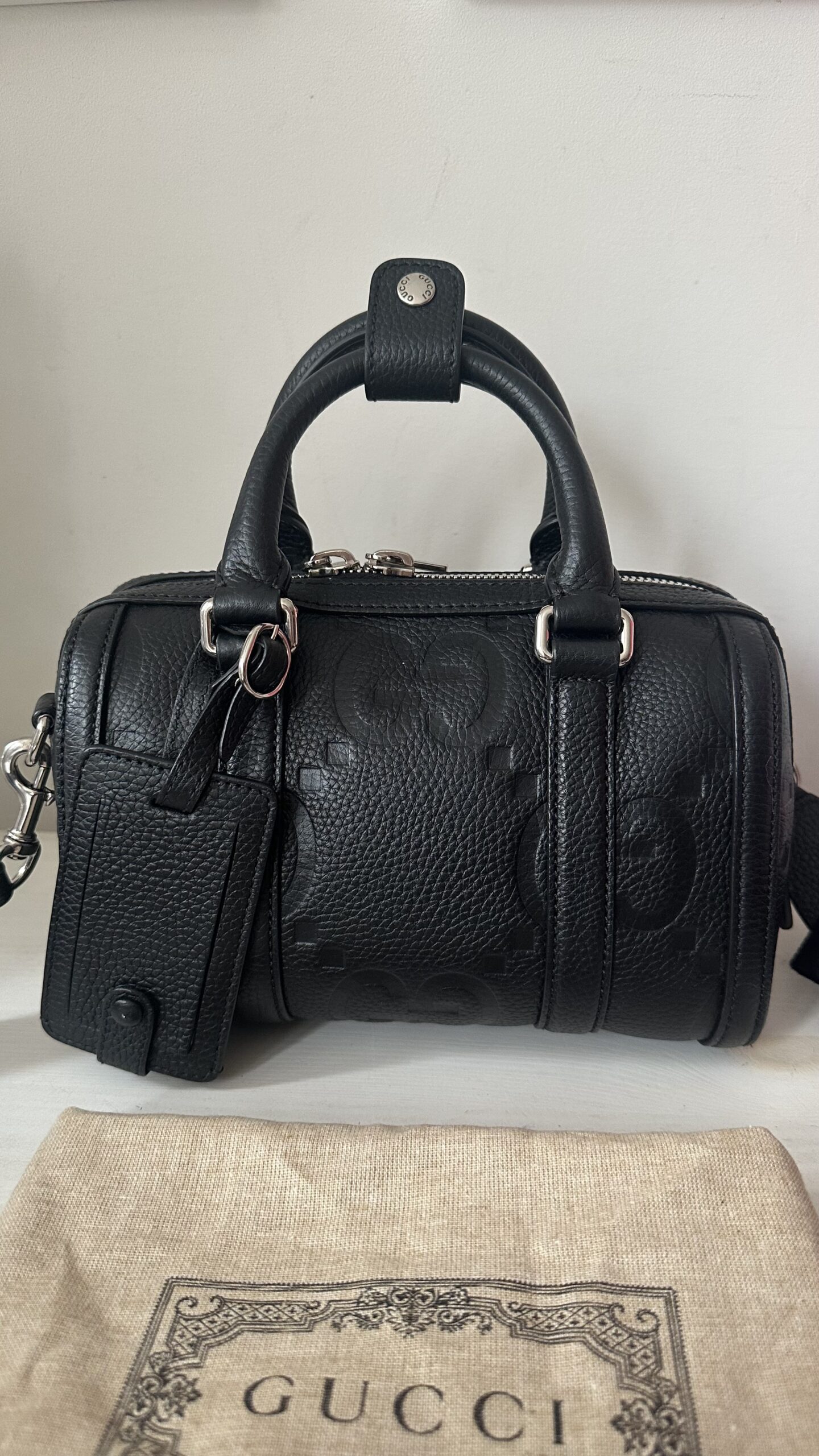 Gucci Jumbo GG czarny ze skóry kuferek - obrazek 2