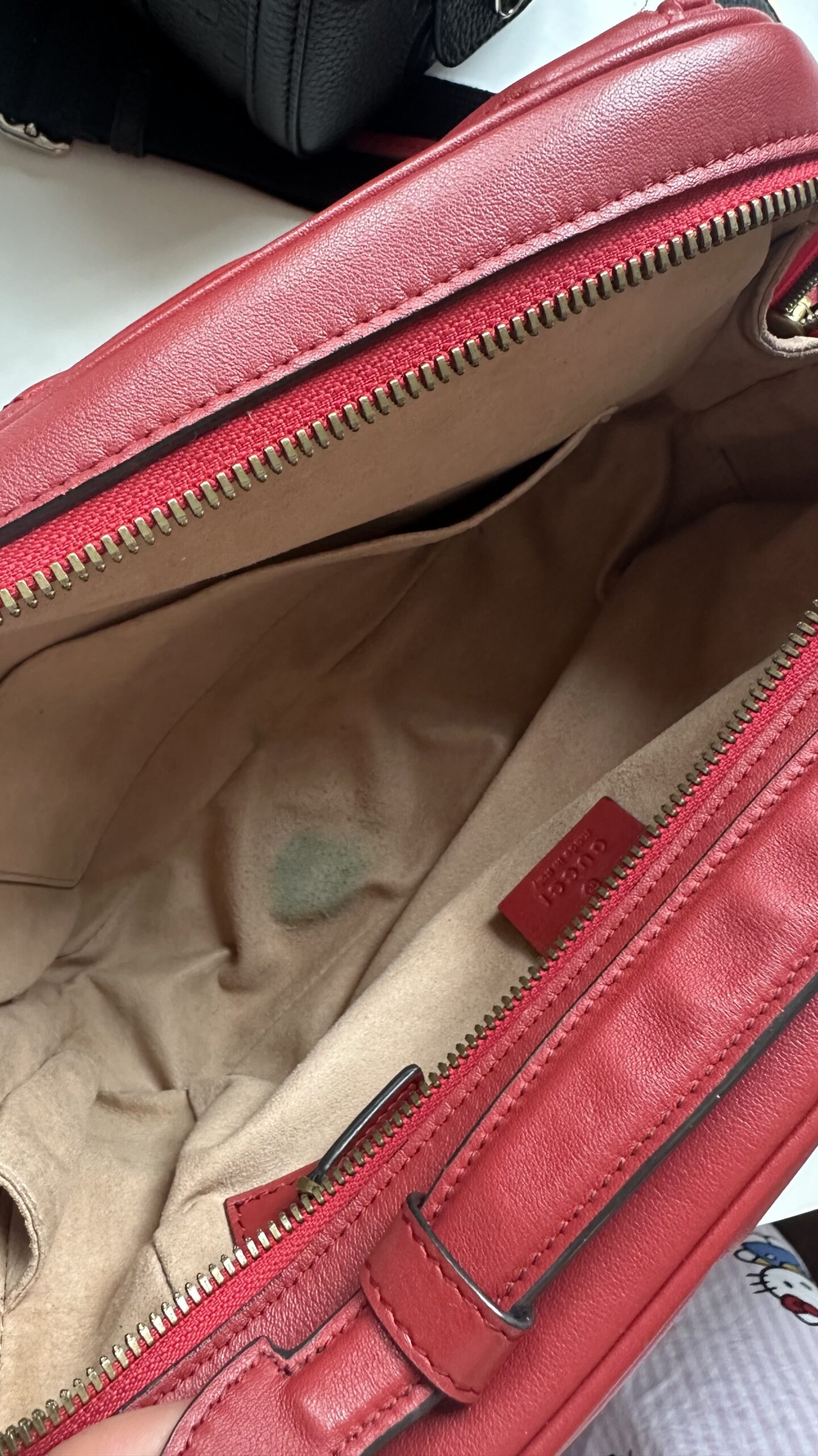 Gucci marmont czerwona torebka na pasku parcianym - obrazek 7