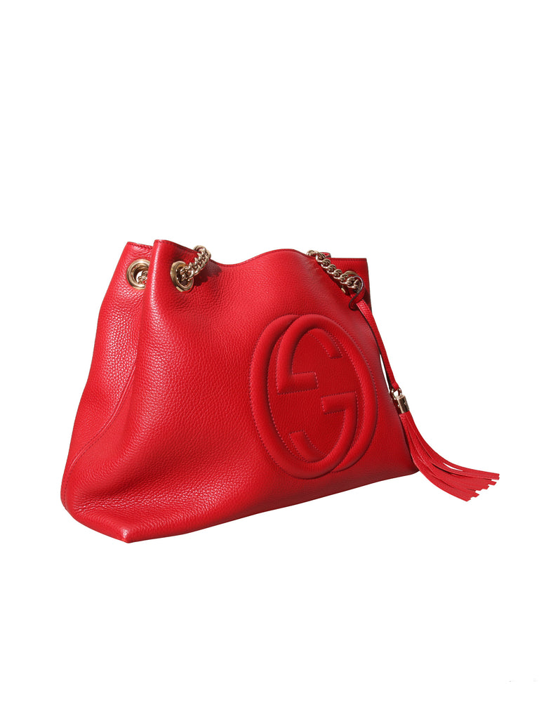 Gucci Soho duża czerwona w stylu boho torebka - obrazek 4