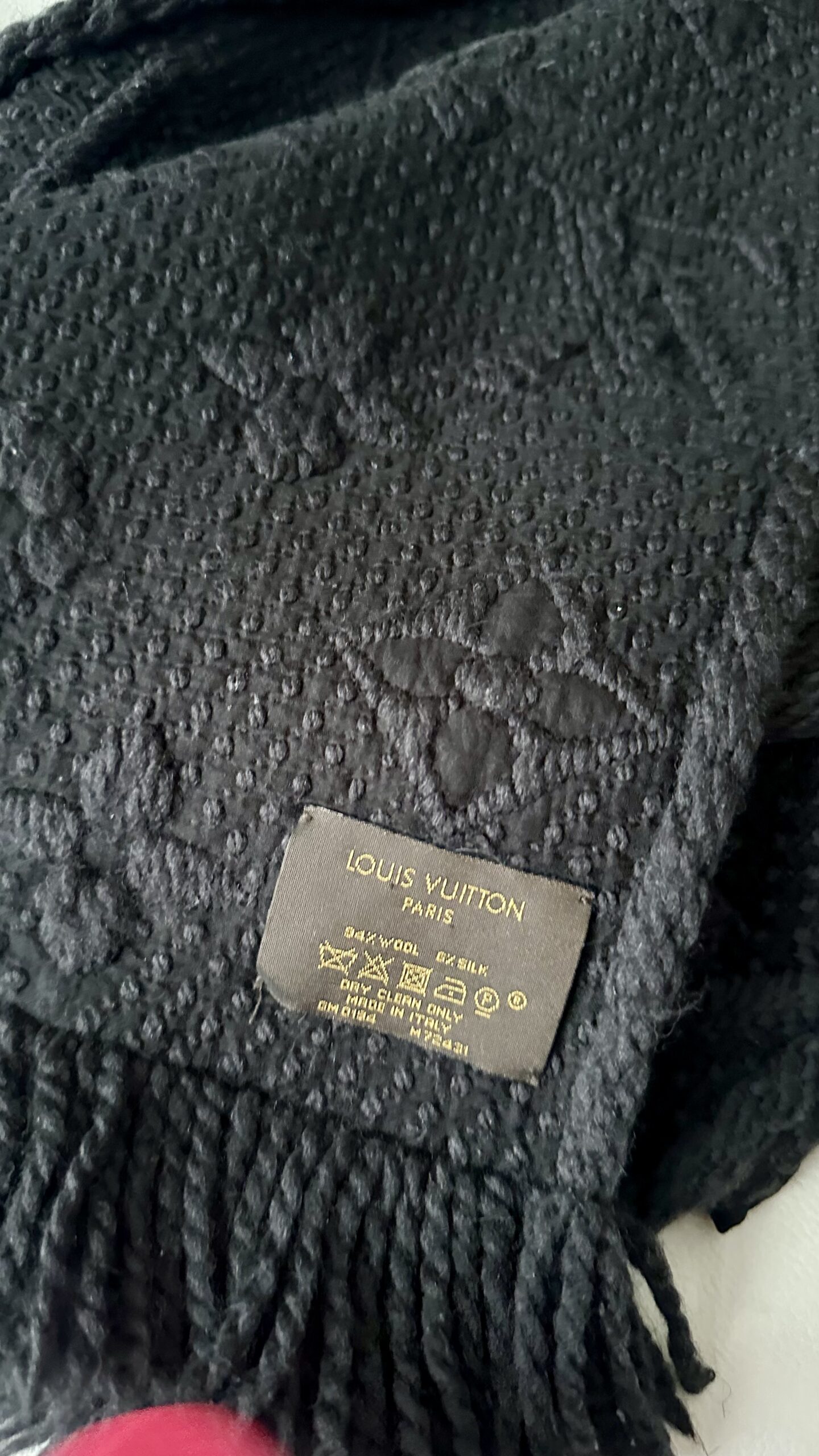 Louis Vuitton czarny wełniany szal - obrazek 4