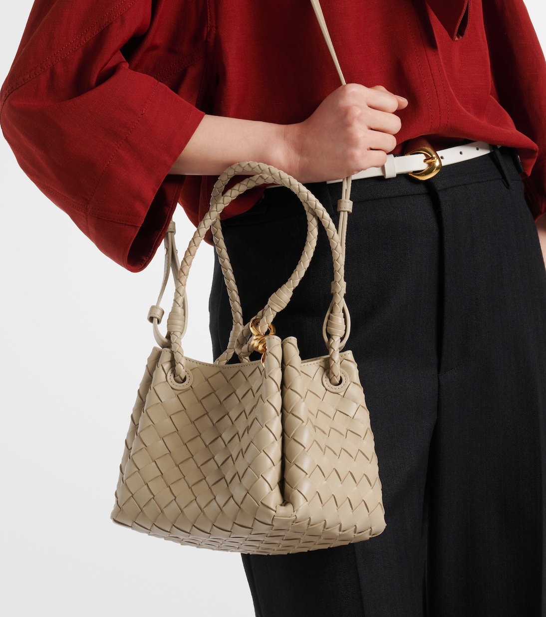 Bottega Veneta Parachute small beżowa torebka - obrazek 11