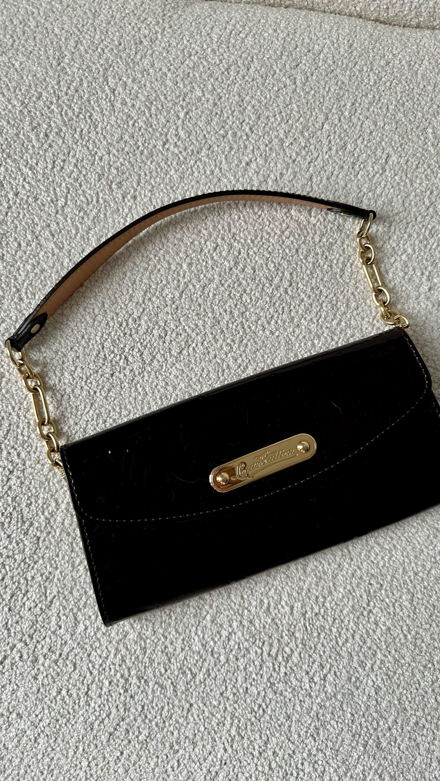 Louis Vuitton Sunset Boulevard vernis bordowa torebka - obrazek 3