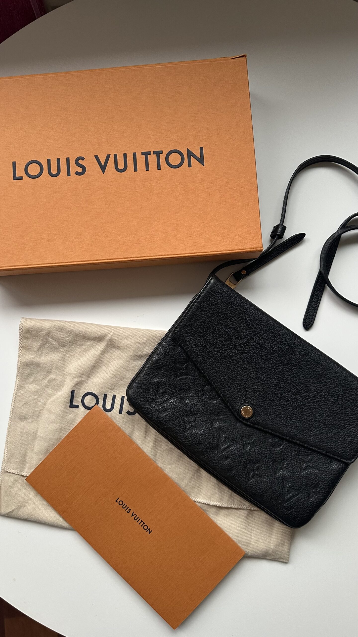 LOUIS VUITTON Black Monogram Empreinte Leather Twice Bag