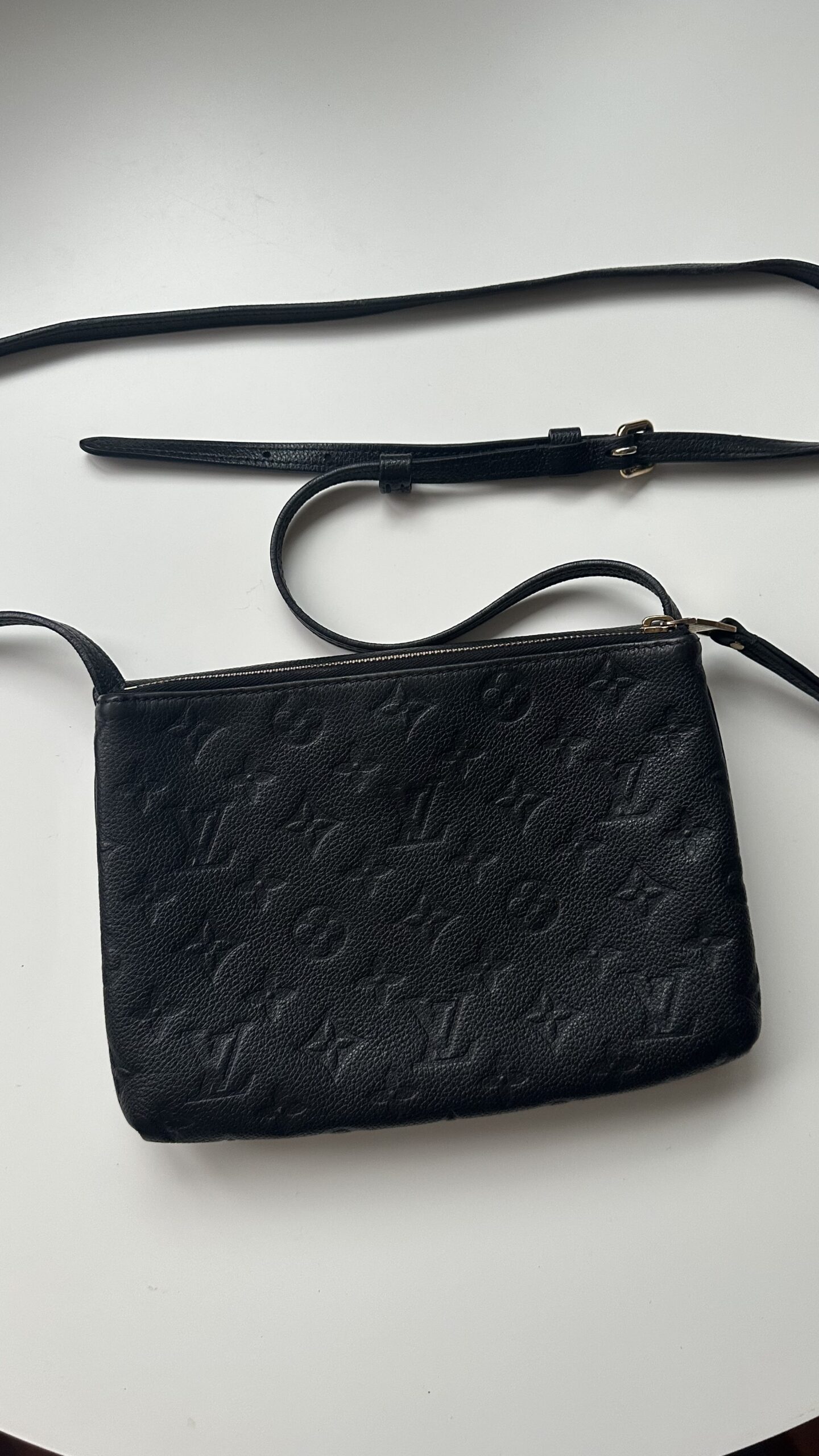 LOUIS VUITTON Black Monogram Empreinte Leather Twice Bag - obrazek 4