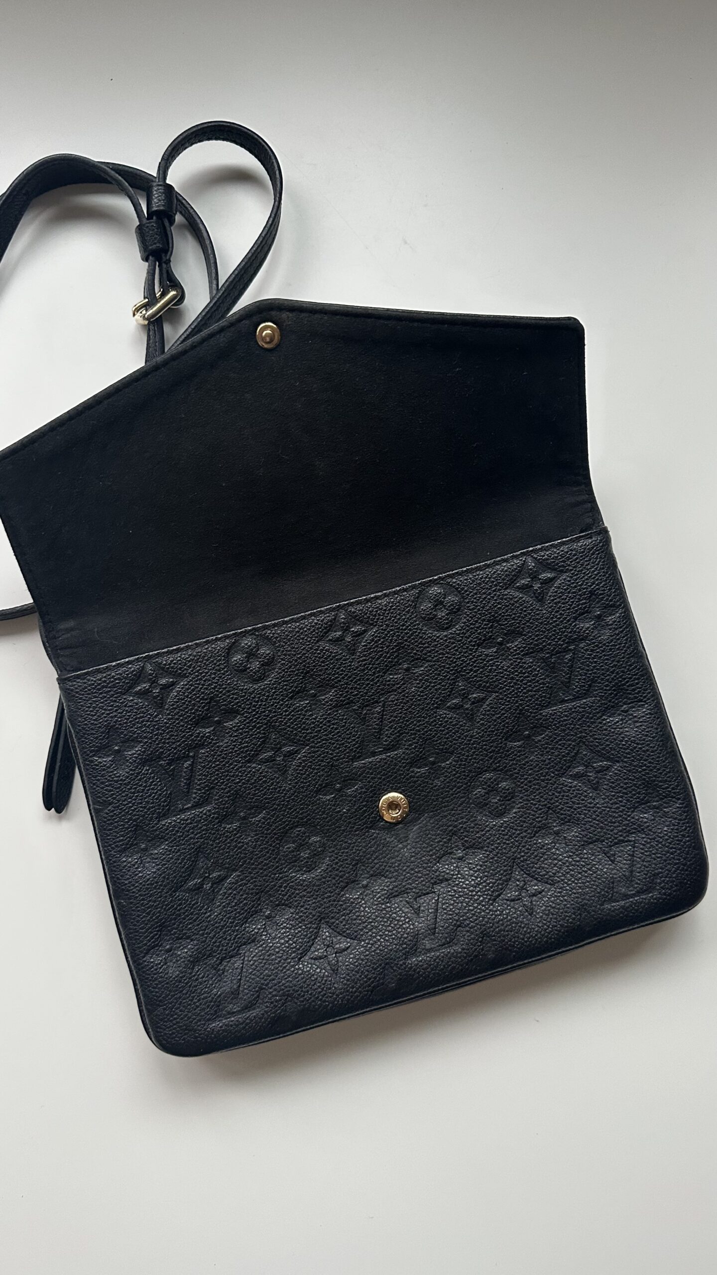 LOUIS VUITTON Black Monogram Empreinte Leather Twice Bag - obrazek 7