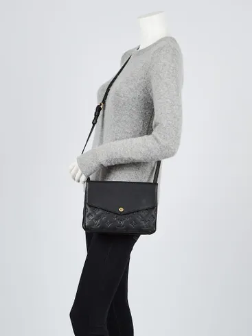 LOUIS VUITTON Black Monogram Empreinte Leather Twice Bag - obrazek 9