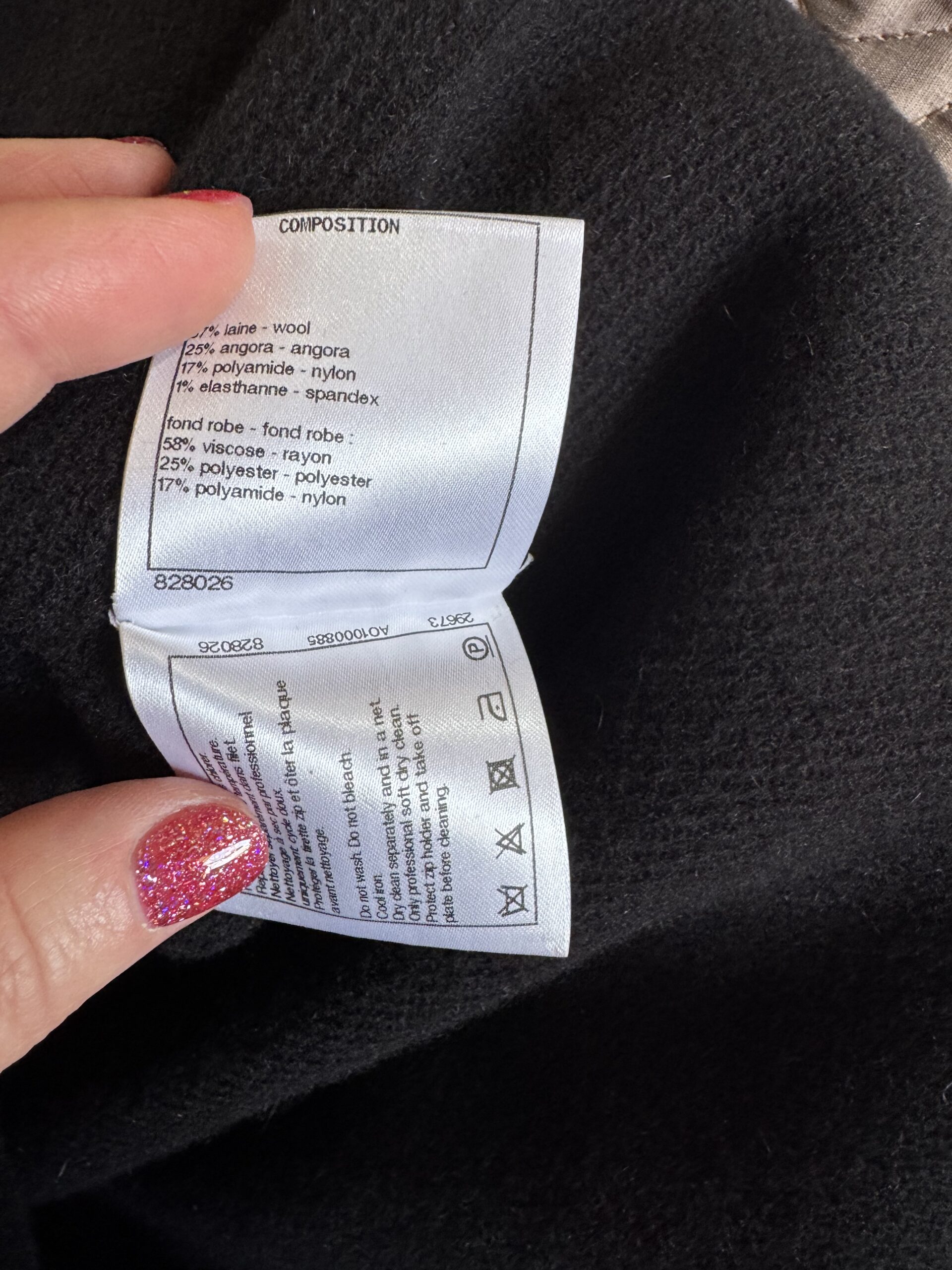 Chanel CC czarna sukienka wełna z angora kolekcja Karla Lagerfelda rozmiar FR42, L stan bardzo dobry - obrazek 10