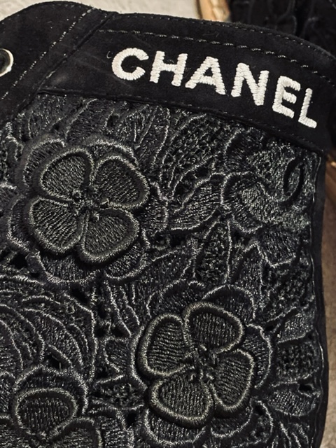 Botki Chanel skórzane z koronką NOWE - obrazek 3