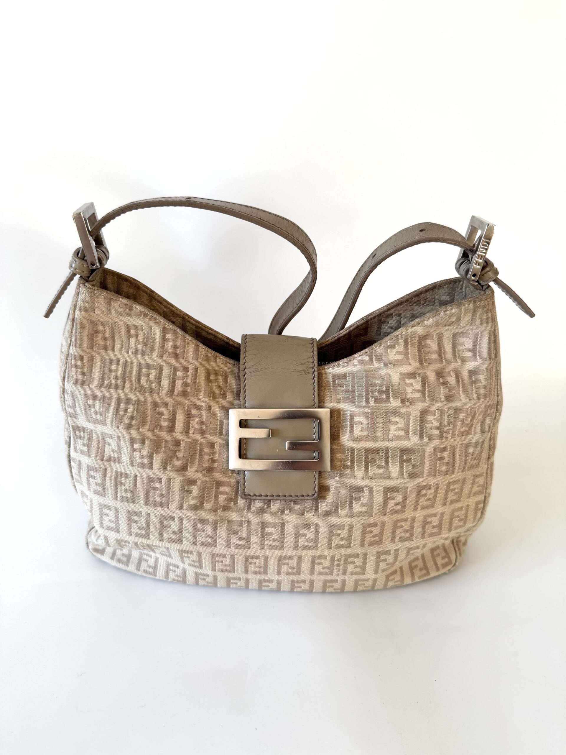 FENDI Vintage Zucca Canvas Zucchino Print Baguette Hobo Shoulder Bag - torebka - obrazek 4