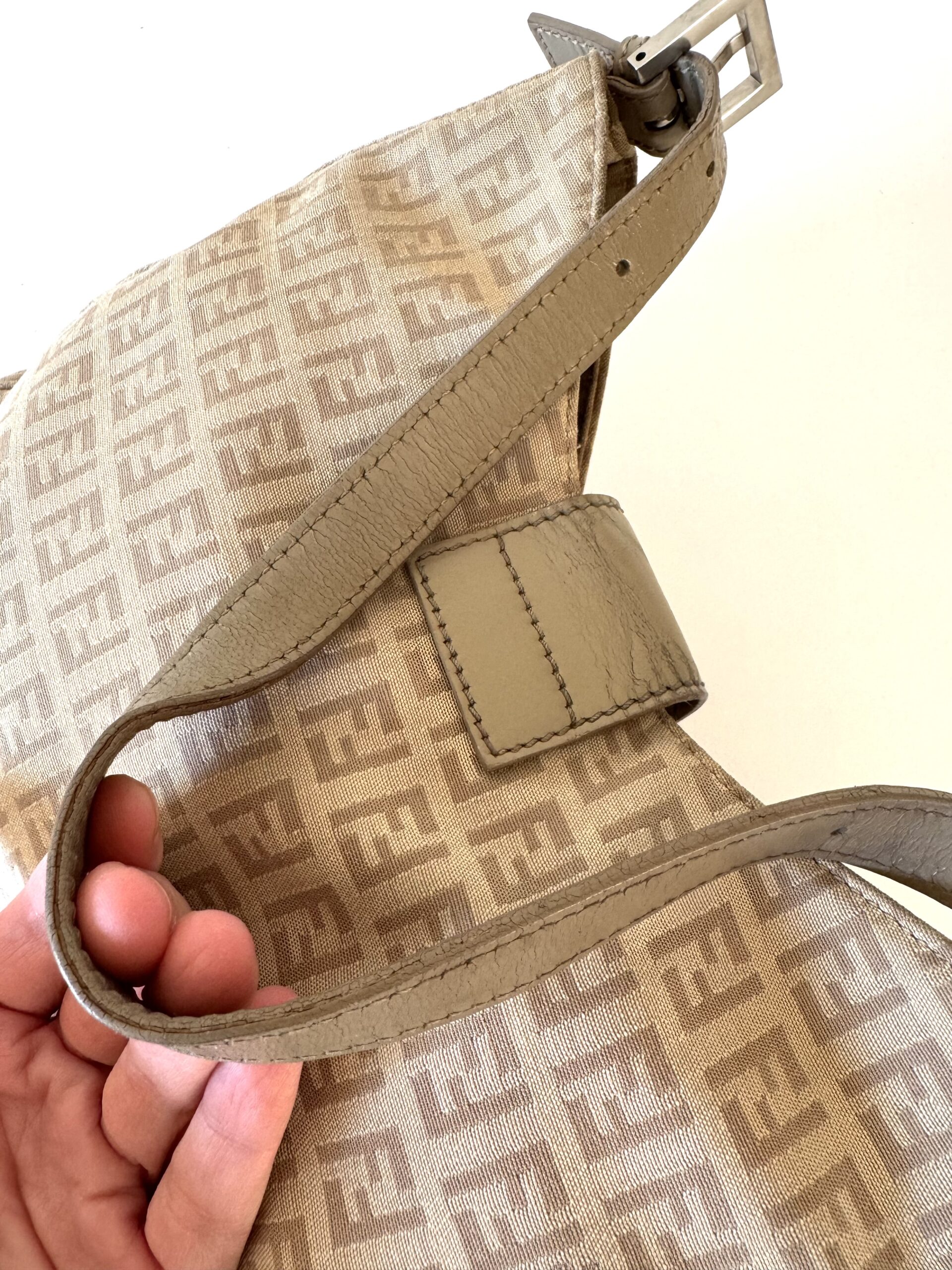 FENDI Vintage Zucca Canvas Zucchino Print Baguette Hobo Shoulder Bag - torebka - obrazek 13