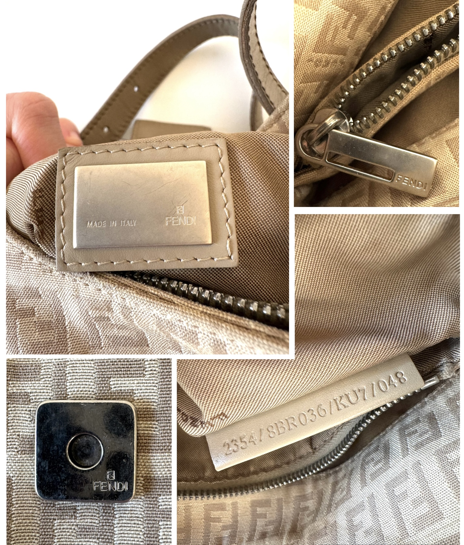 FENDI Vintage Zucca Canvas Zucchino Print Baguette Hobo Shoulder Bag - torebka - obrazek 12