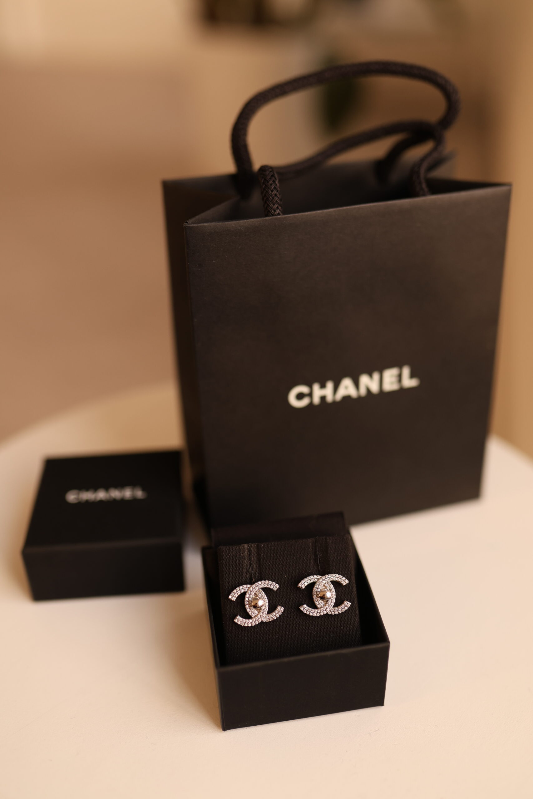 Chanel srebrne z cyrkoniami kolczyki - obrazek 6