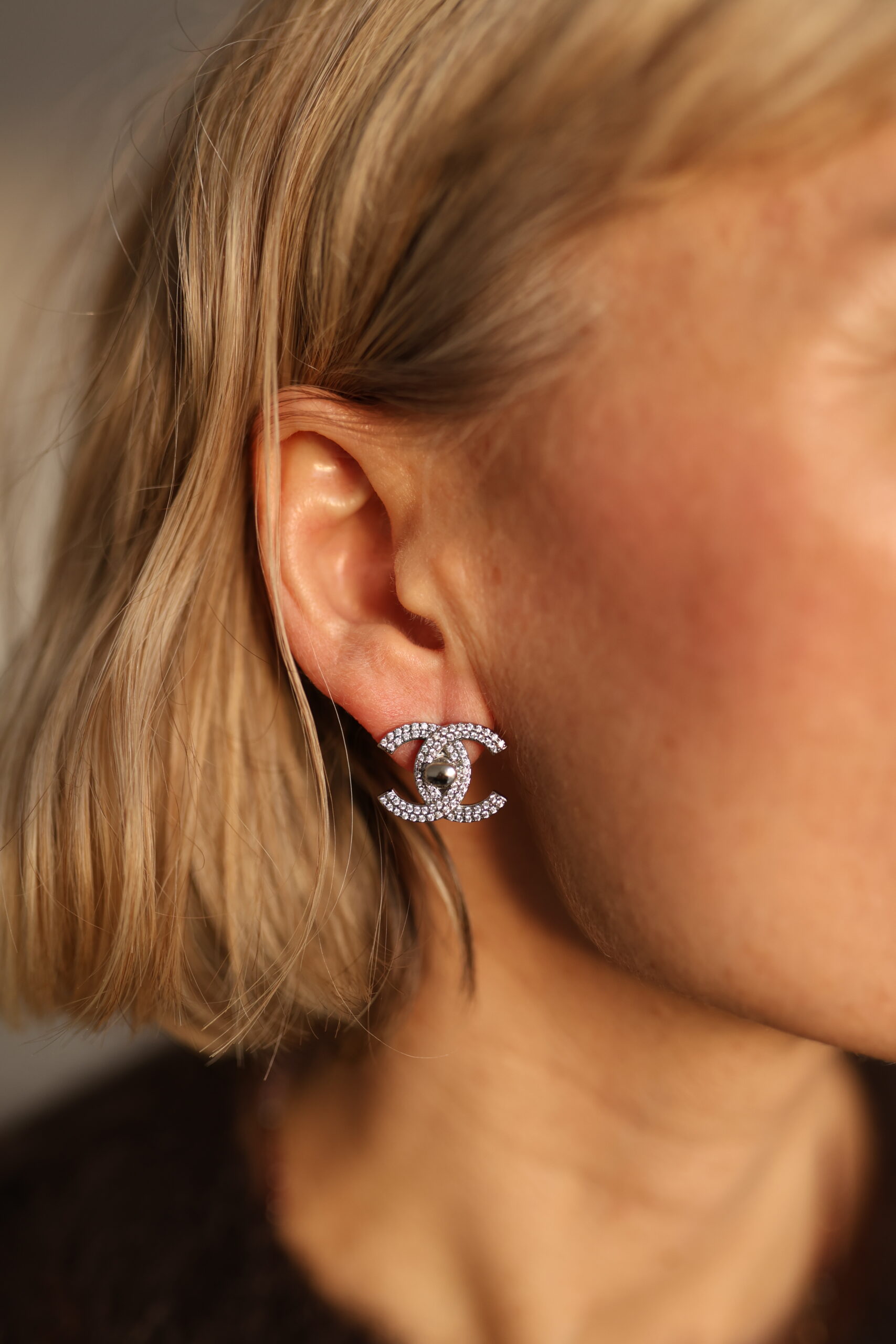 Chanel srebrne z cyrkoniami kolczyki - obrazek 7