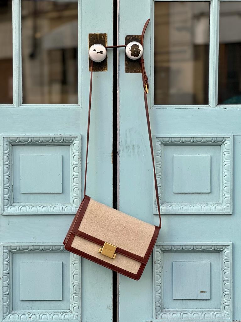 Saint Laurent beżowa lniana torebka - obrazek 9