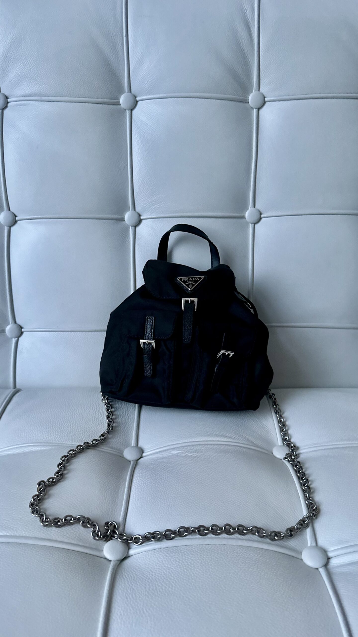 Prada mini nylon backpack czarna torebka