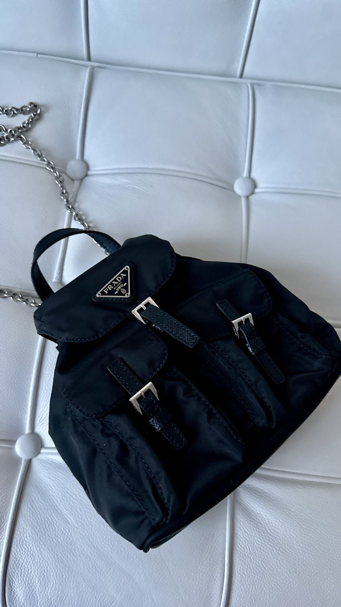 Prada mini nylon backpack czarna torebka - obrazek 6