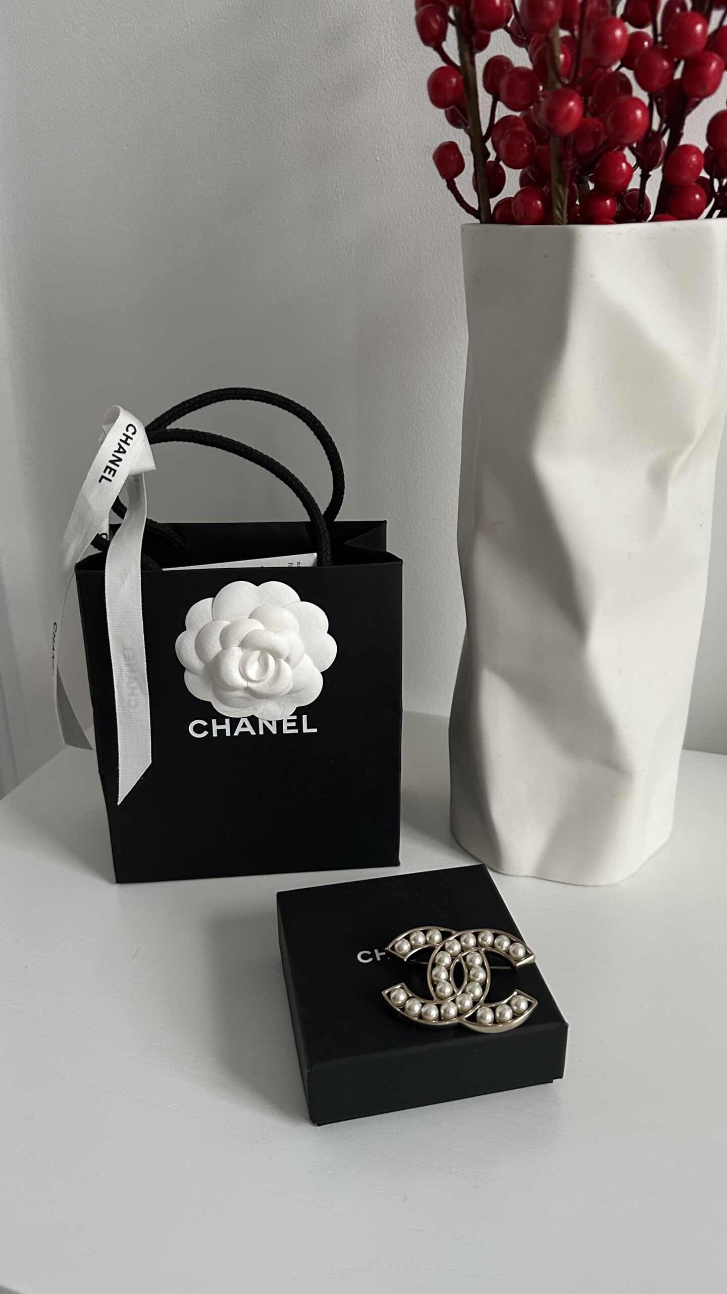 Chanel duża efektowna broszka perły - obrazek 2